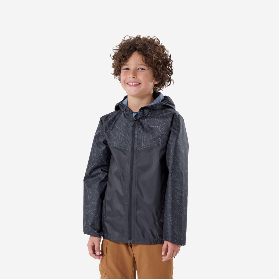 Quechua MH150 Waterproof Hiking Jacket for Kids - Lightweight Raincoat for Boys & Girls Ages 7-15 - Perfect for Outdoor Adventures, Camping & School Activities