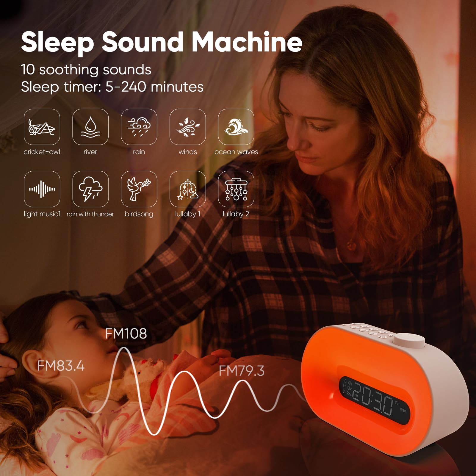 Sunrise Alarm Clock with Wake Up Light for Kids & Adults - FM Radio, Bluetooth Speaker, Nightlight & Dawn Simulator - Perfect for Heavy Sleepers, Bedroom, Office, Travel - Ideal Gift for Boys, Girls, Men & Women