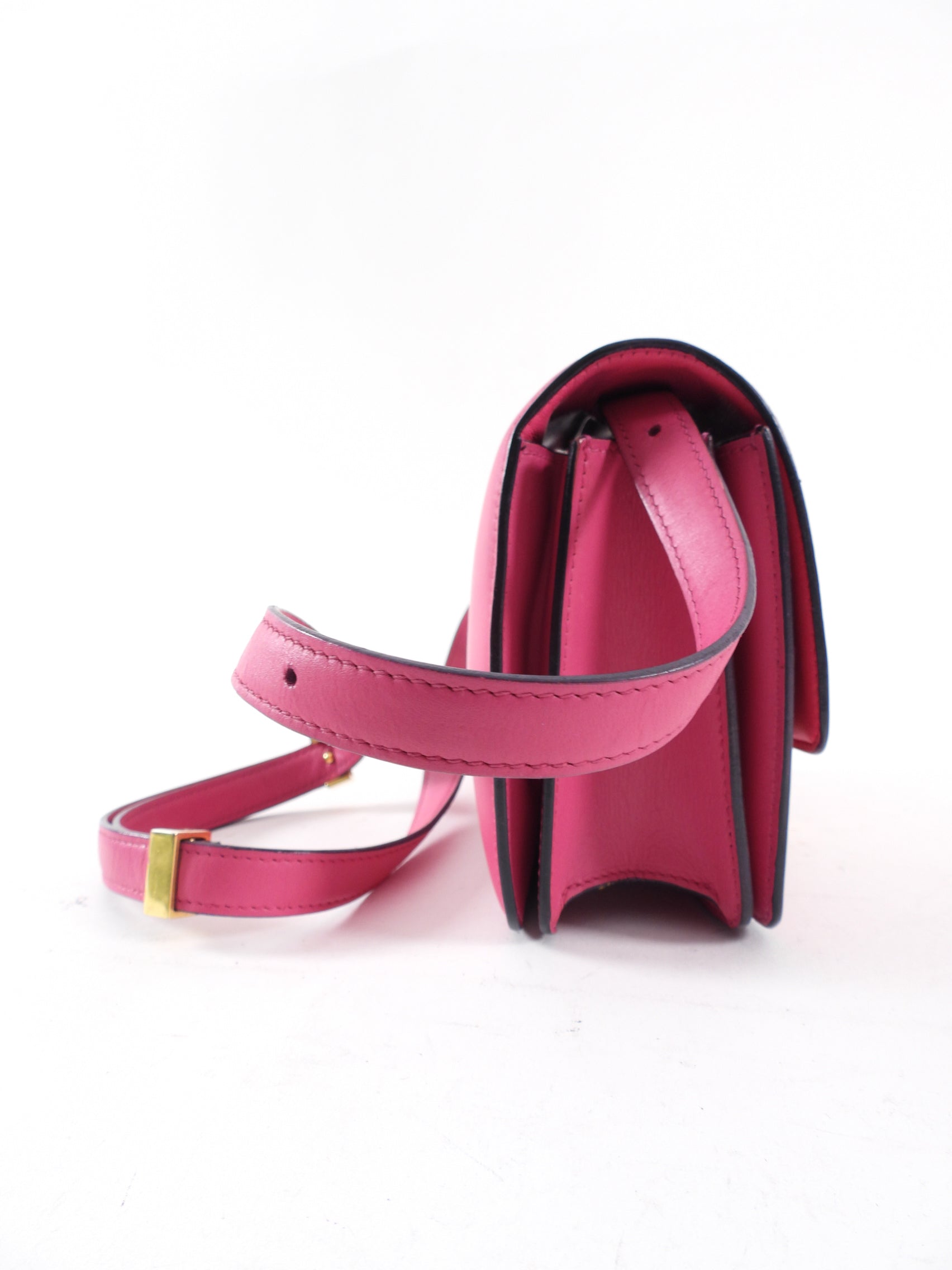 Celine Small Box Bag in Cherry Pink Leather - Elegant Crossbody Purse for Women, Perfect for Date Nights & Special Occasions