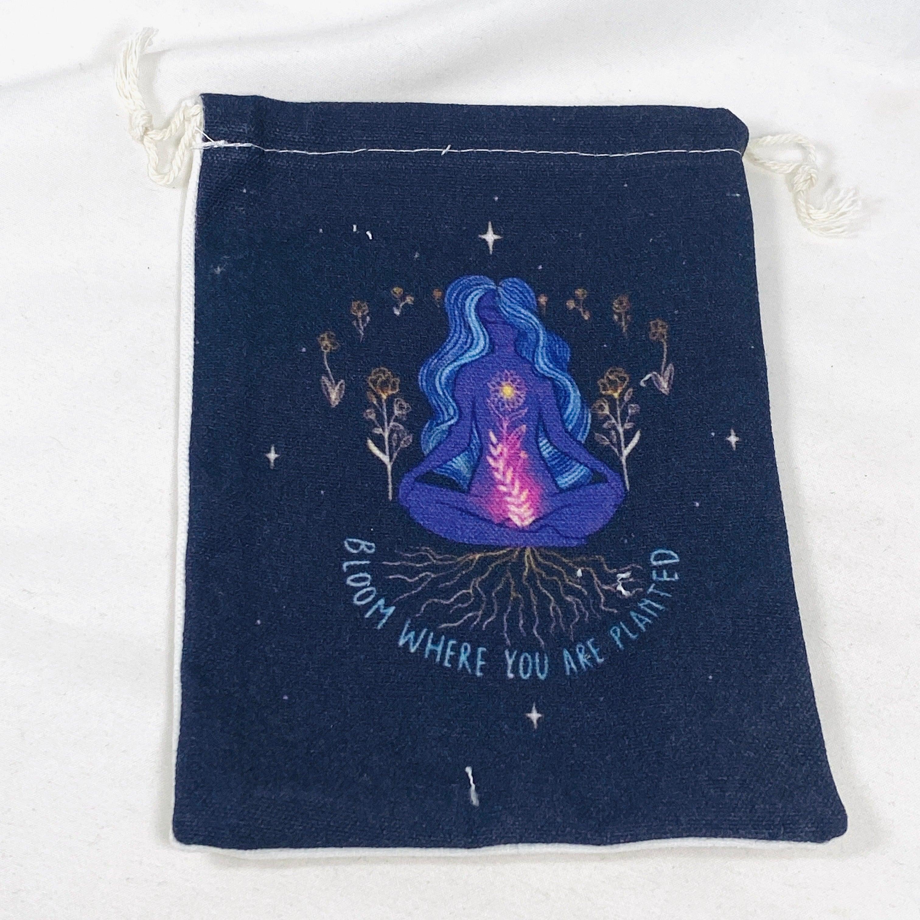Premium Canvas Drawstring Pouch for Tarot Cards Storage - Women's Floral Print Bag for Tarot Decks, Crystals & Jewelry | Perfect for Psychic Readings, Witchcraft Supplies & Spiritual Practices