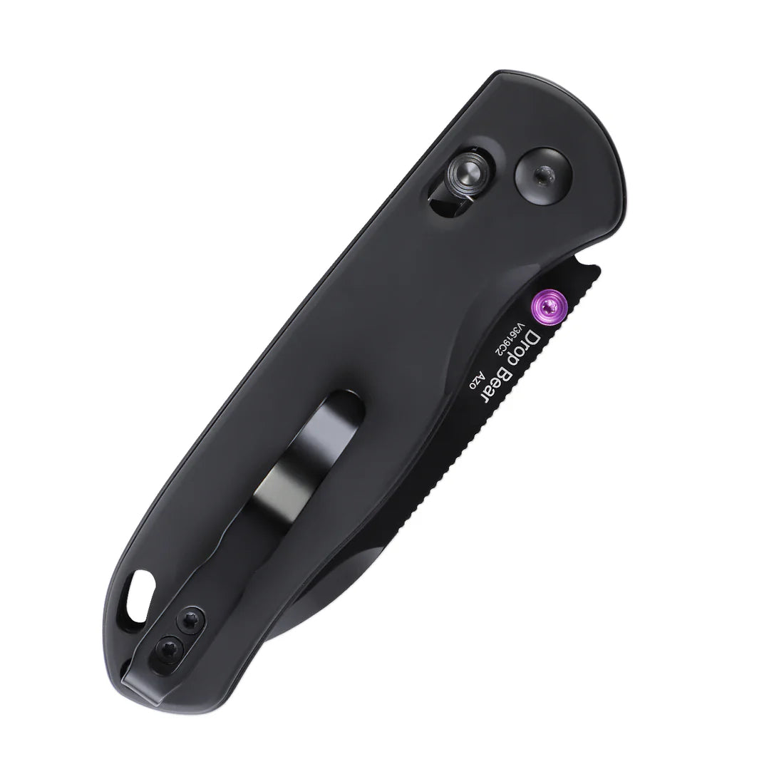 Kizer V3619C2 Vanguard Drop Bear Clutch Lock Folding Knife - Black Plain Blade & Black Aluminum Handles - EDC, Camping, Survival, Outdoor Activities