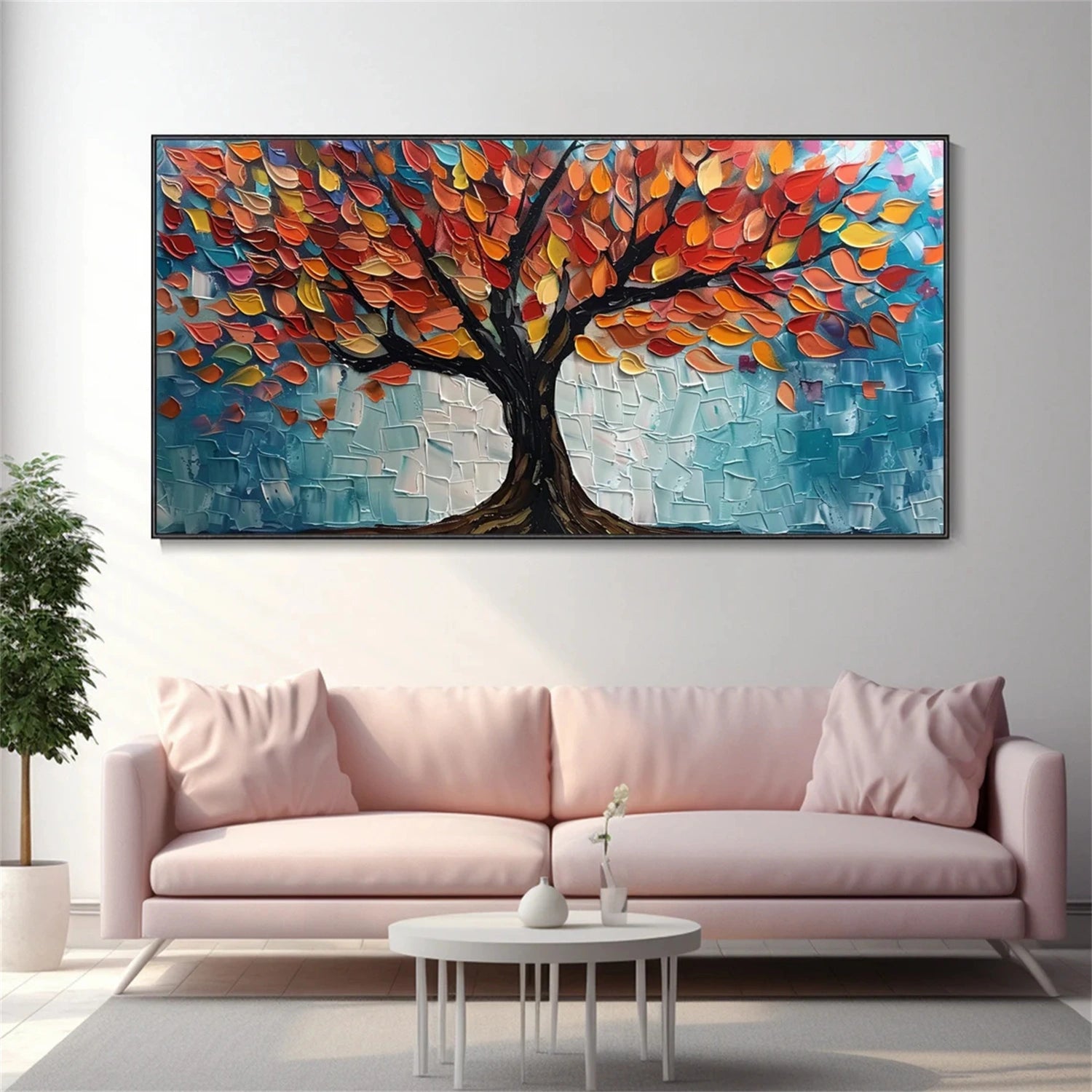 Flower and Tree Painting #FT105 - Handmade Canvas Wall Art for Home & Office Decor | Perfect for Living Room, Bedroom, or Gift