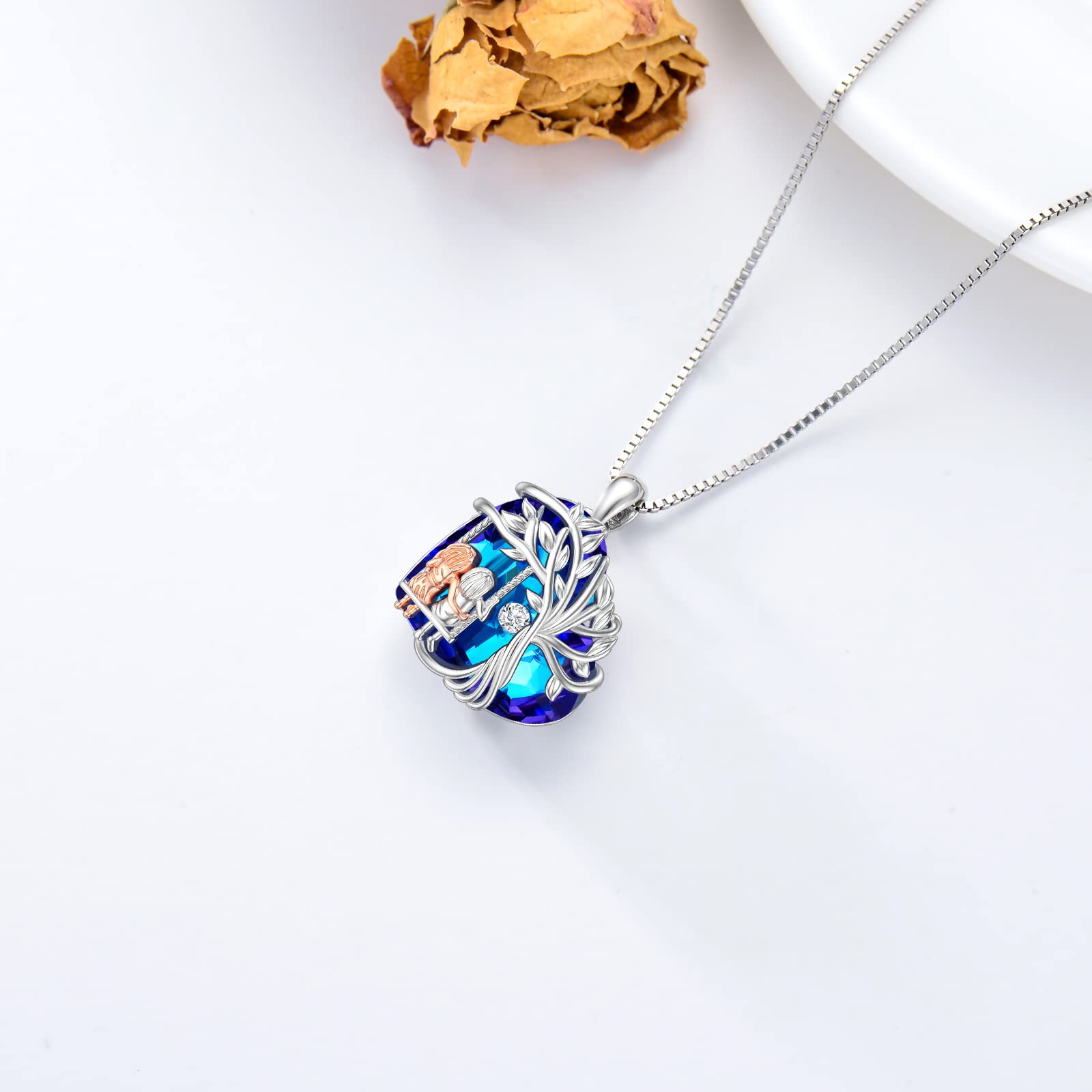 TOUPOP 925 Sterling Silver Tree of Life Necklace for Sisters - 2/3/4 Sisters Crystal Jewelry Gift for Women, Daughter, Friends | Birthday, Mother's Day Present | Perfect for Family Reunions, Sister Bonding & Special Occasions