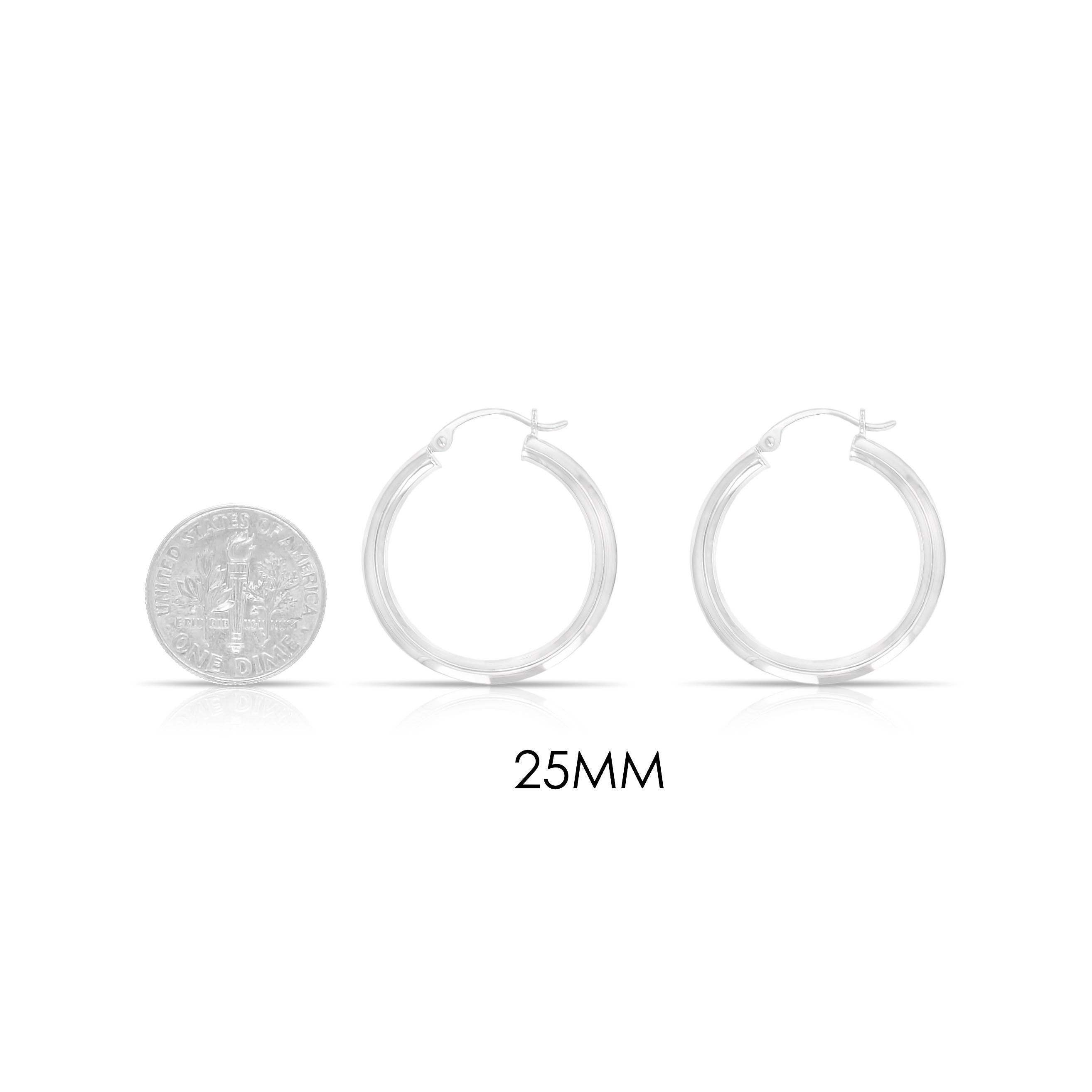 25mm or 30mm Polished 14K White Gold Hoop Earrings for Women - Elegant Everyday & Special Occasion Jewelry Gift