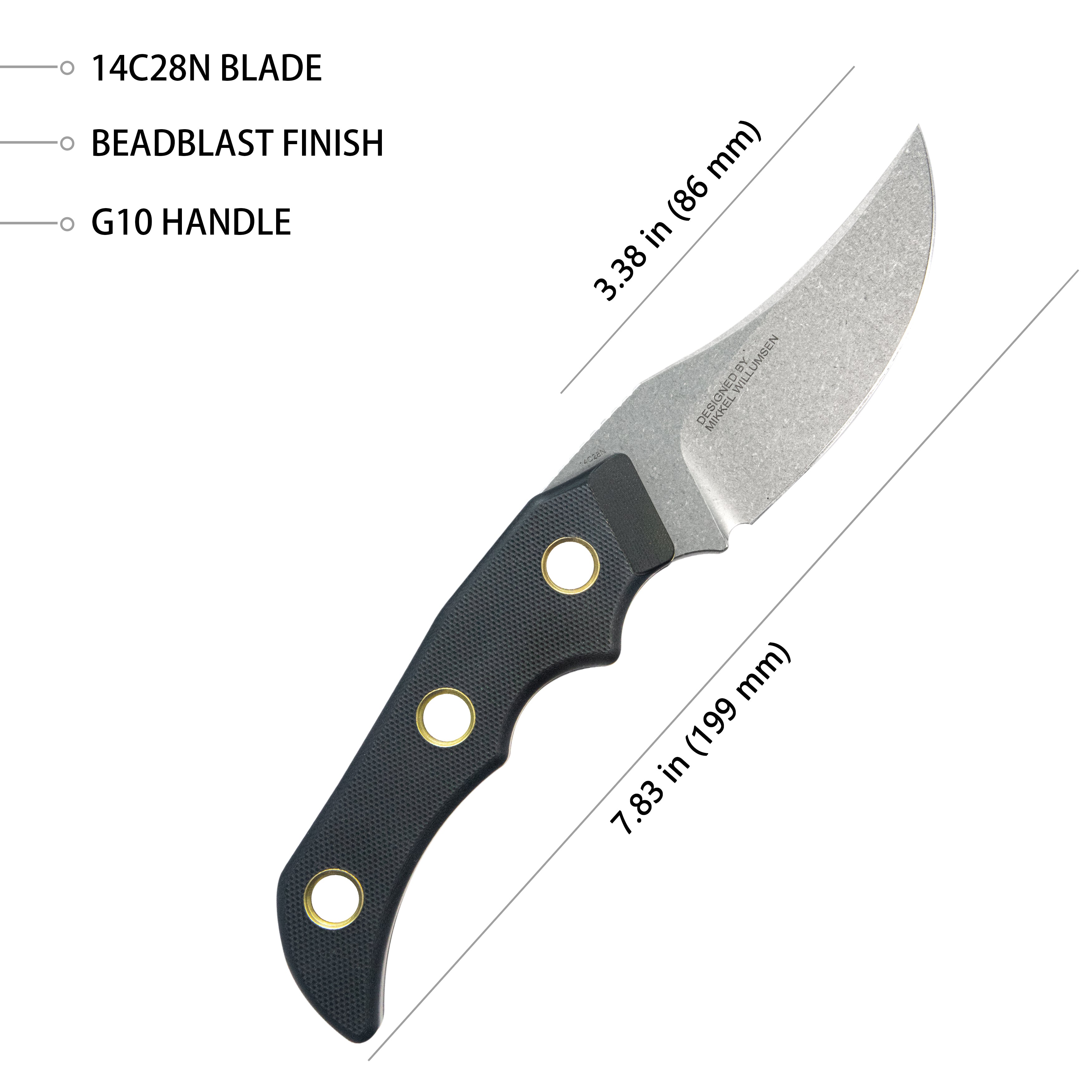 Premium Mikkel Willumsen Blade Hunter Clip Point Fixed Knife - 3.38