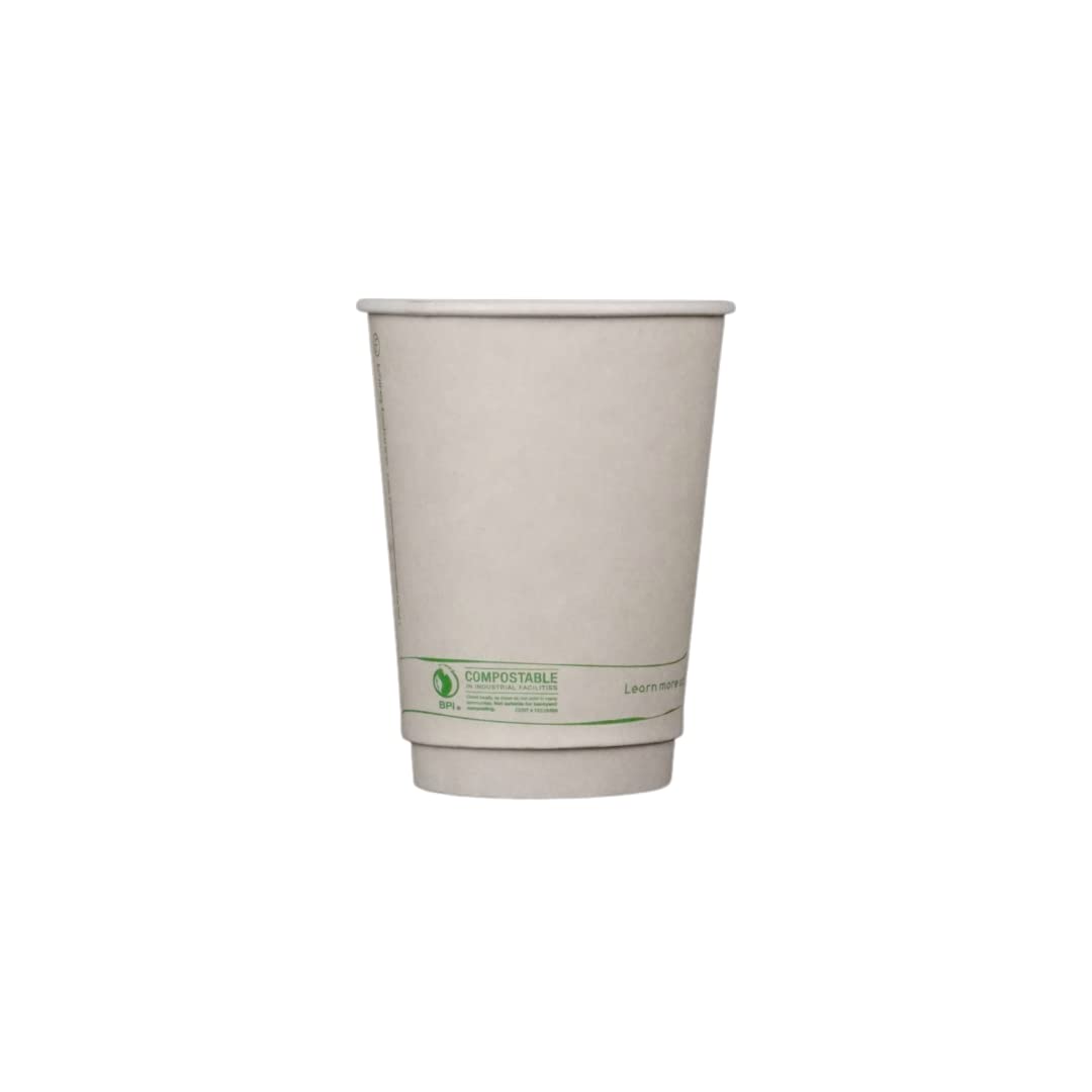 12oz (100 Pack) Certified Compostable Coffee Cups with Sleeves | BPA-Free, Leak Proof & Biodegradable | Eco-Friendly Disposable Cups for Coffee Shops, Offices, Parties & Home Use