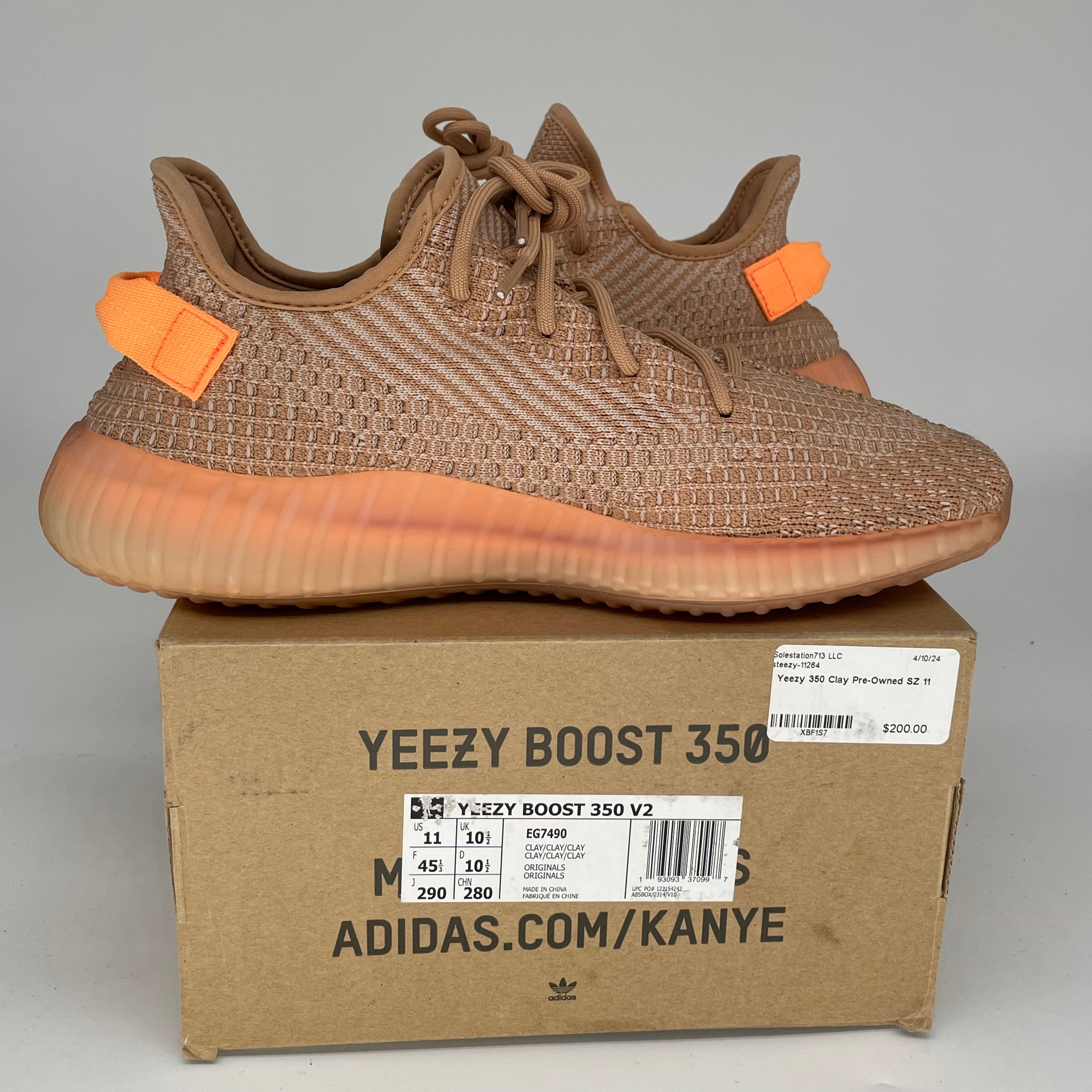 Adidas Yeezy Boost 350 V2 'Clay' Men's Running Shoes - Size 11 [EG7490] | Comfortable Sneakers for Gym, Jogging & Casual Wear