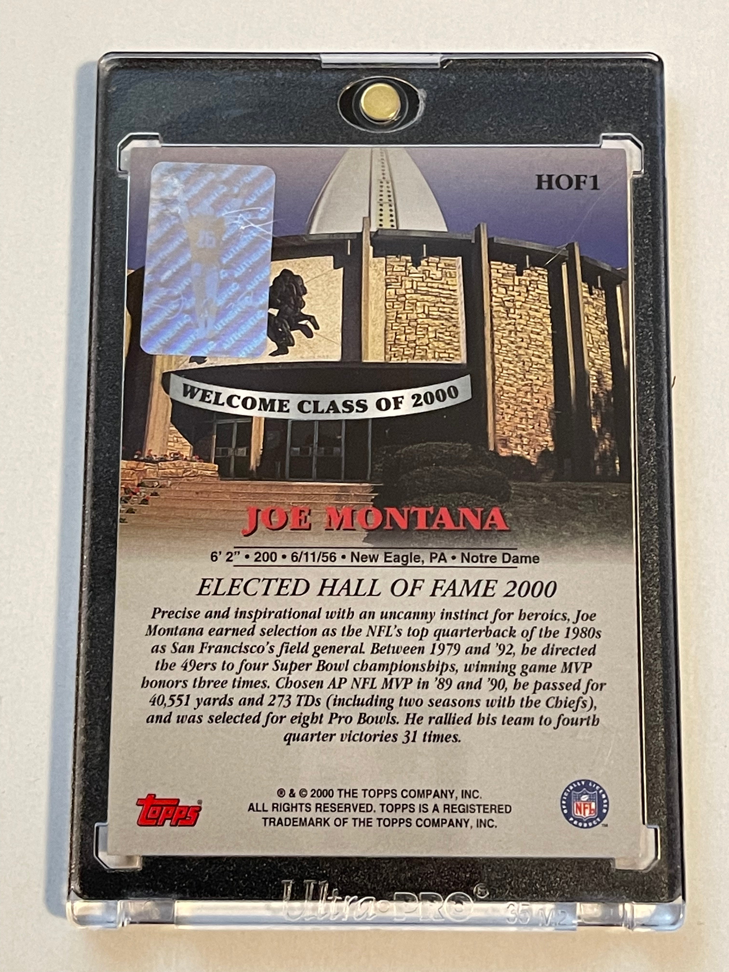 Joe Montana Autographed Football Hall of Fame Card - Certified Authentic by Joe Montana Company (2000) - Perfect for Sports Memorabilia Collectors and NFL Fans