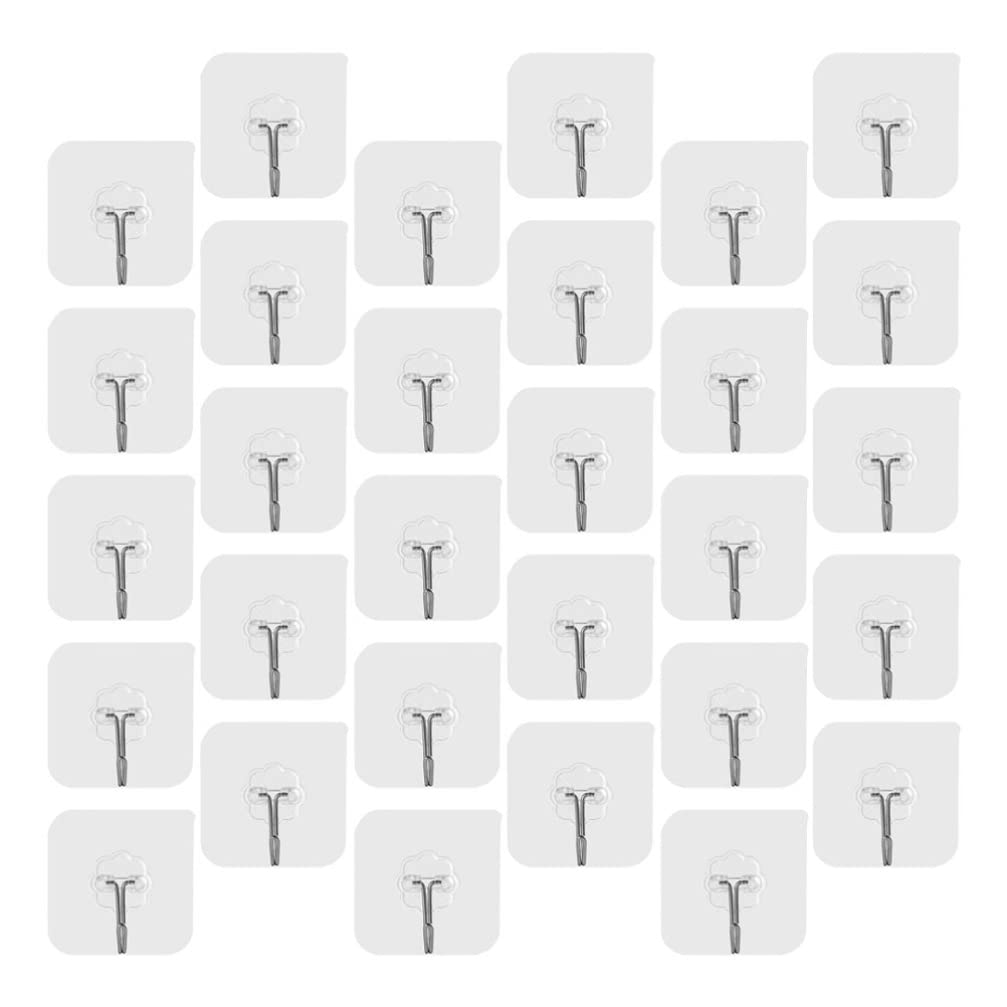 Homoyoyo 30pcs Adhesive Wall Hooks - Heavy Duty Sticky Hangers for Towels, Keys & More | Waterproof & Seamless Design | Perfect for Kitchen, Bathroom, Dorm & Office Organization
