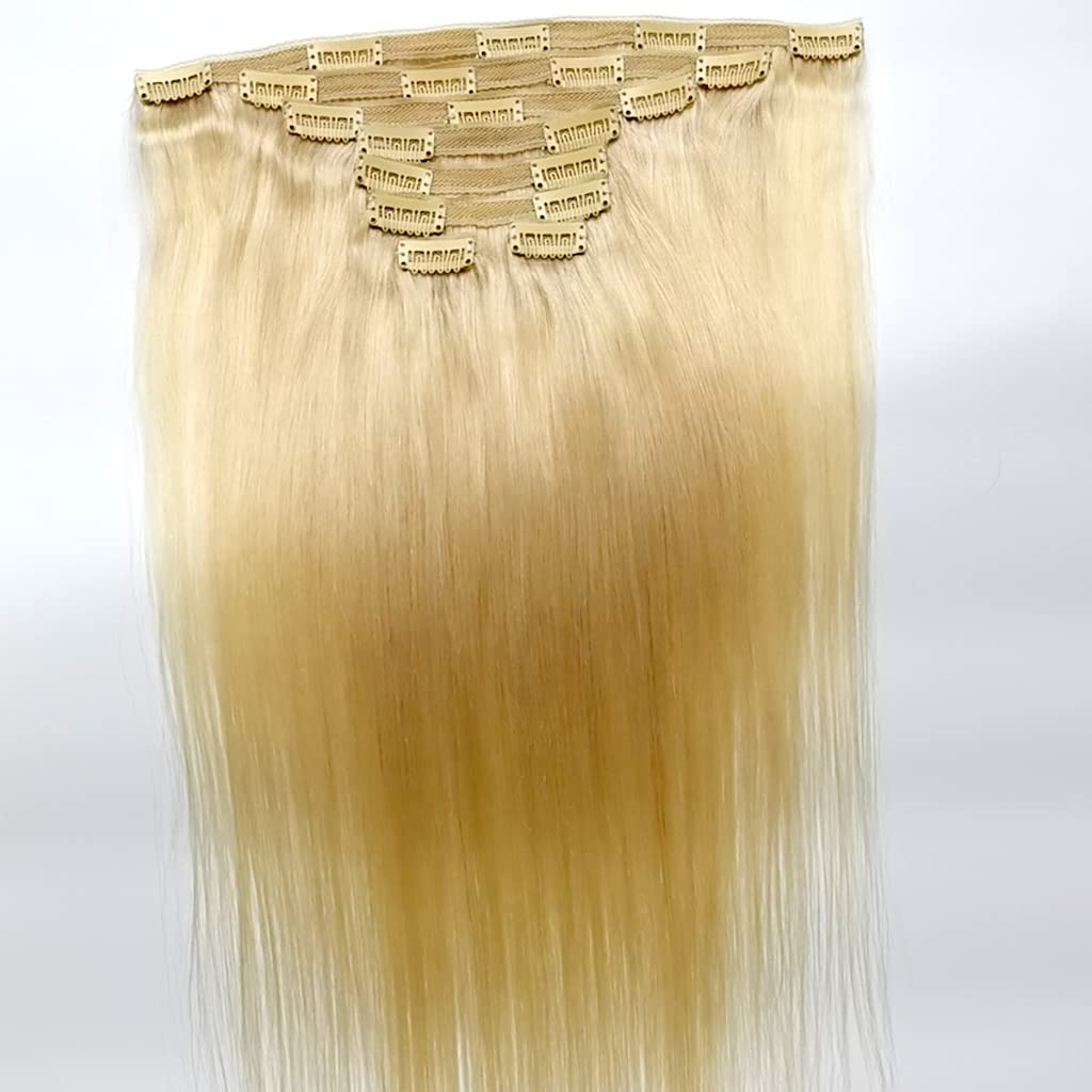 120G 8pcs Human Hair Clip-In Extensions 12