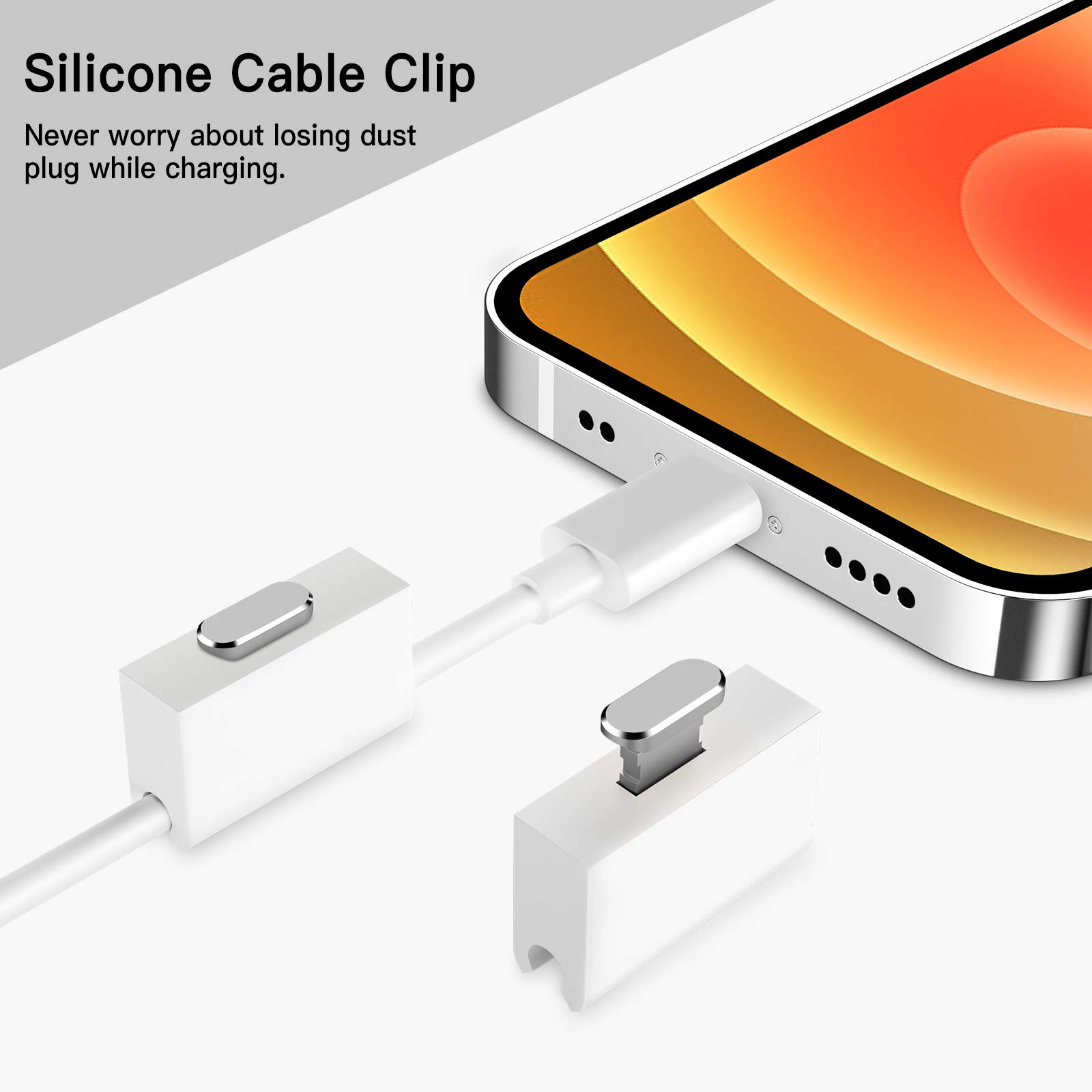 TITACUTE 2 Pack Silver Anti Dust Plugs for iPhone 13 Pro Max/14/12 Mini/11/XS/XR/X/8 Plus/SE 2020/2022 & iPad Mini/Air - 8 Pin Charging Port Covers with Mini Storage Box | Perfect for Travel, Gym & Daily Protection