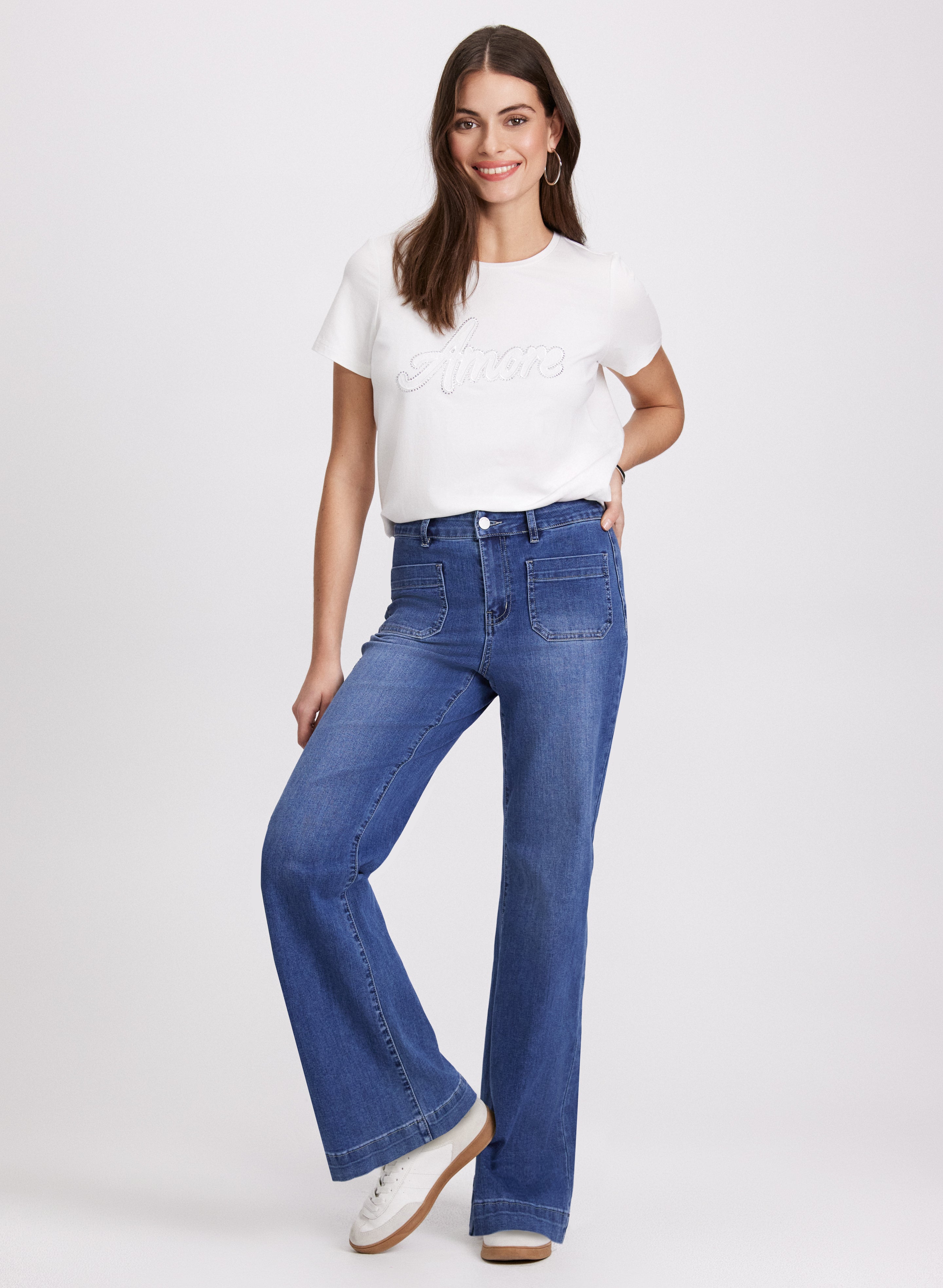 Embellished Script T-Shirt for Women - Trendy Casual Tee with Stylish Lettering - Perfect for Everyday Wear, Outings & Gifts