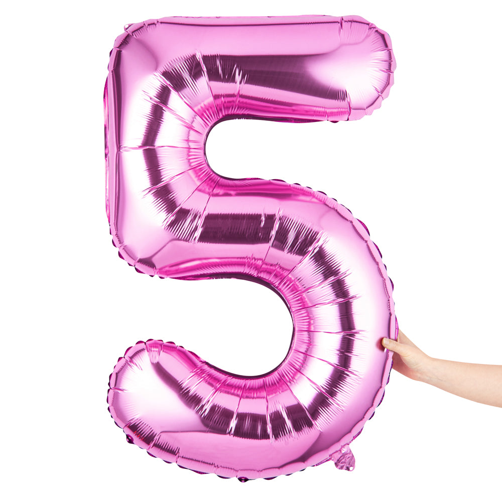 Balloonify Pink Mylar Number 5 Balloon - 40 Inch Large Foil Birthday Party Decoration - 1 Count Box - Perfect for Birthday Parties, Baby Showers & Anniversary Celebrations