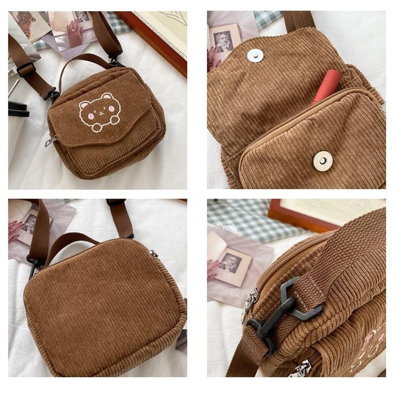GGOOB Kawaii Crossbody Bag with Wallet - Stylish Corduroy Purse for Women | Perfect for Everyday Use, Travel & Shopping
