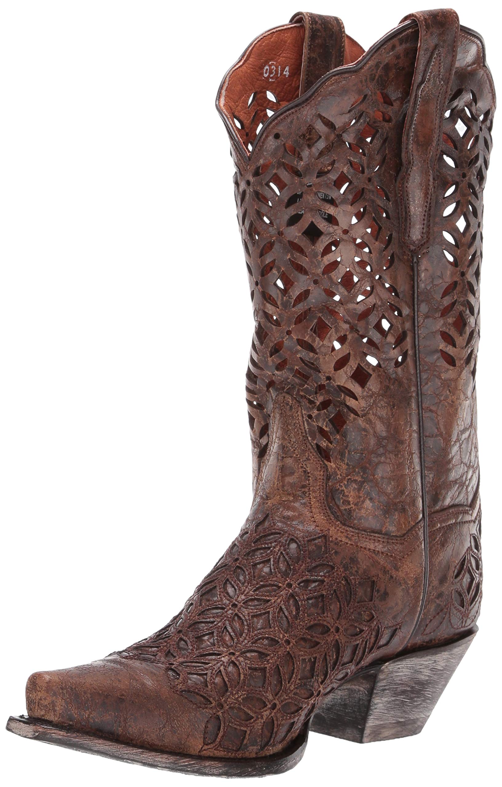 Dan Post Women's Peek-A-Boo Snip Toe Mid Calf Dress Boots - 2-3