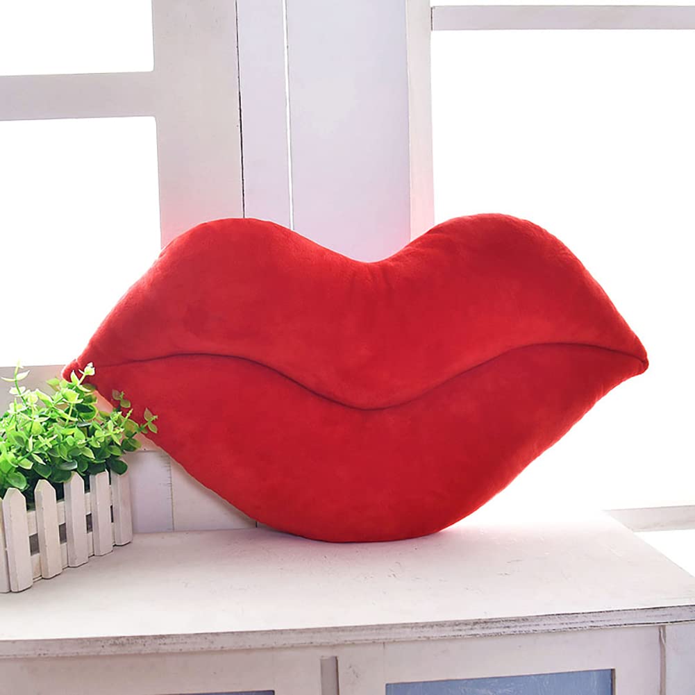 Red Velvet Lip Shaped Throw Pillow - Hot Pink Decorative Cushion for Bedroom & Living Room - 50cm Funky Love Pillow - Perfect for Valentine's Day Gifts, Girls' Dorm Decor, and Photo Props
