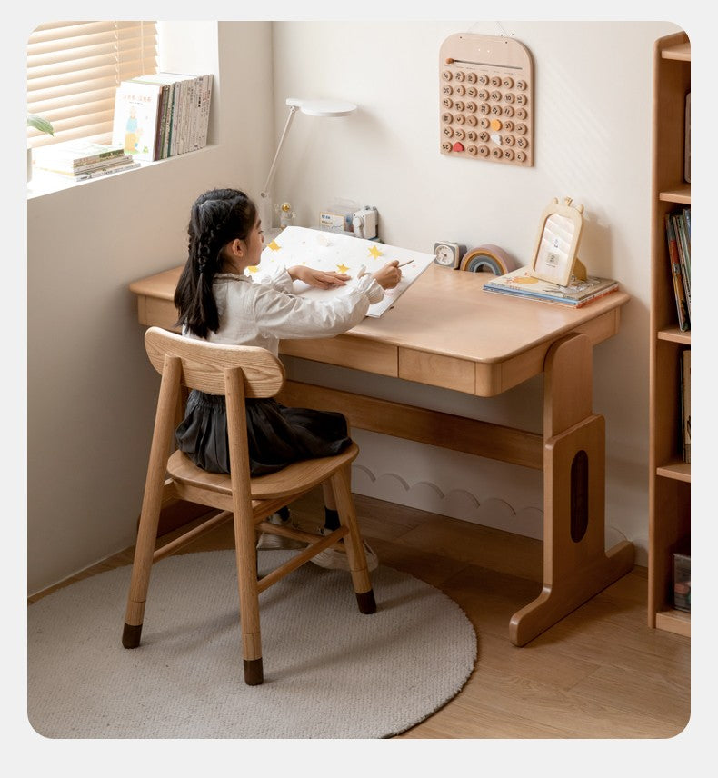 Adjustable Solid Wood Children's Chair - Oak, Beech, Birch - 3 Height Settings for Kids' Study, Dining & Playroom