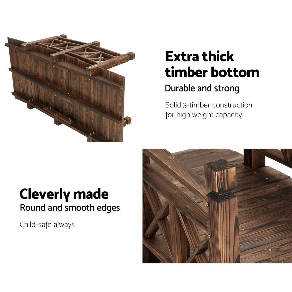 150cm Wooden Garden Bridge - Rustic Outdoor Decor for Landscaping, Yard & Pond Decoration | Perfect for Gardens, Patios & Backyard Pathways