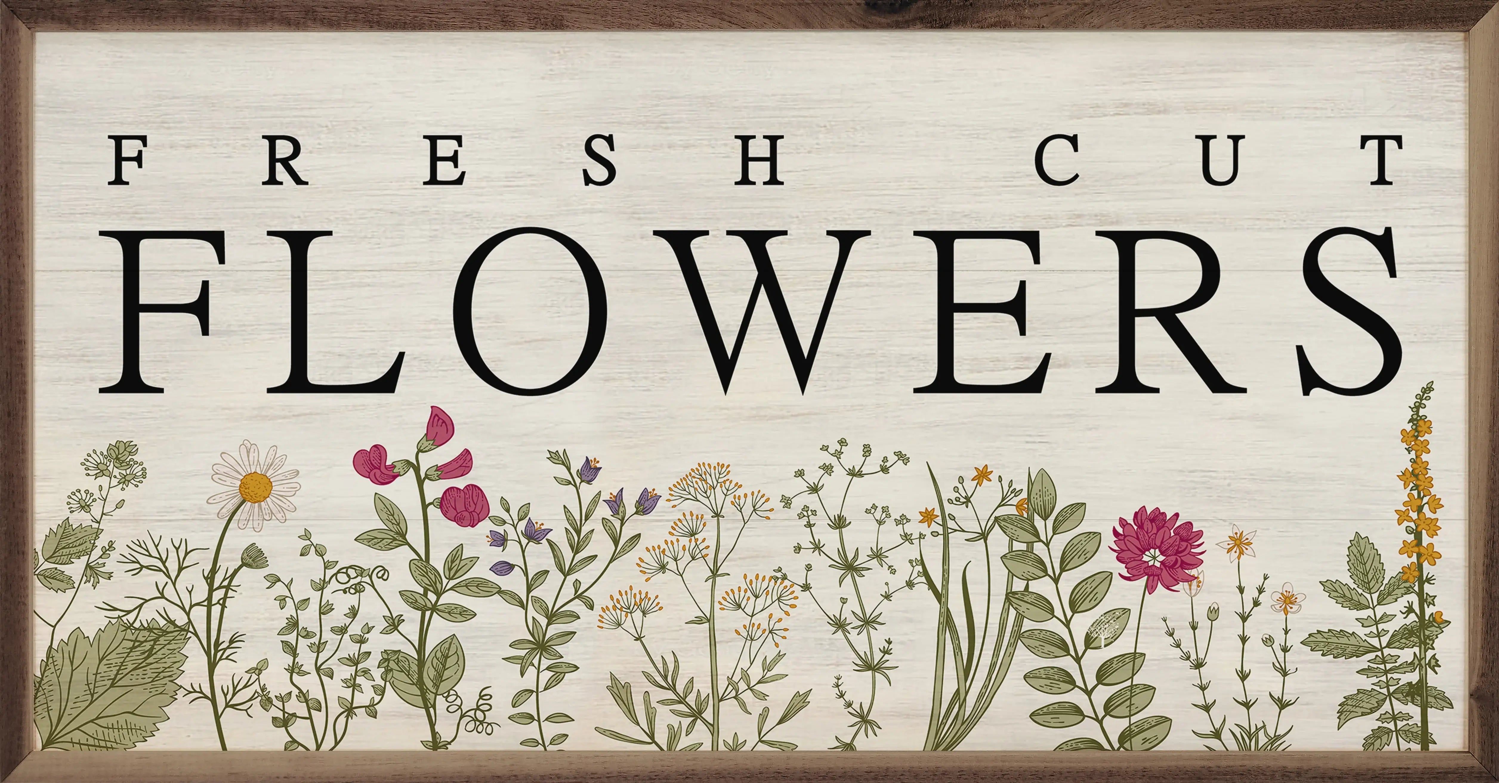 Fresh Cut Flowers Floral Wood Framed Print Wall Art - Perfect for Home Decor, Living Room, Bedroom & Office