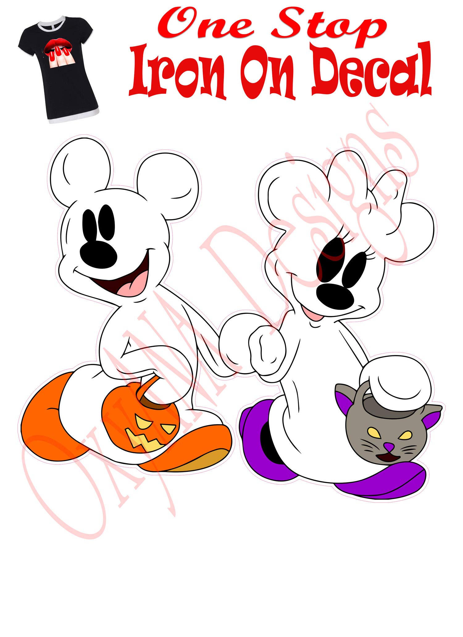 Halloween Minnie and Mickey Ghost Costume Iron-On Heat Transfer Patch - 7
