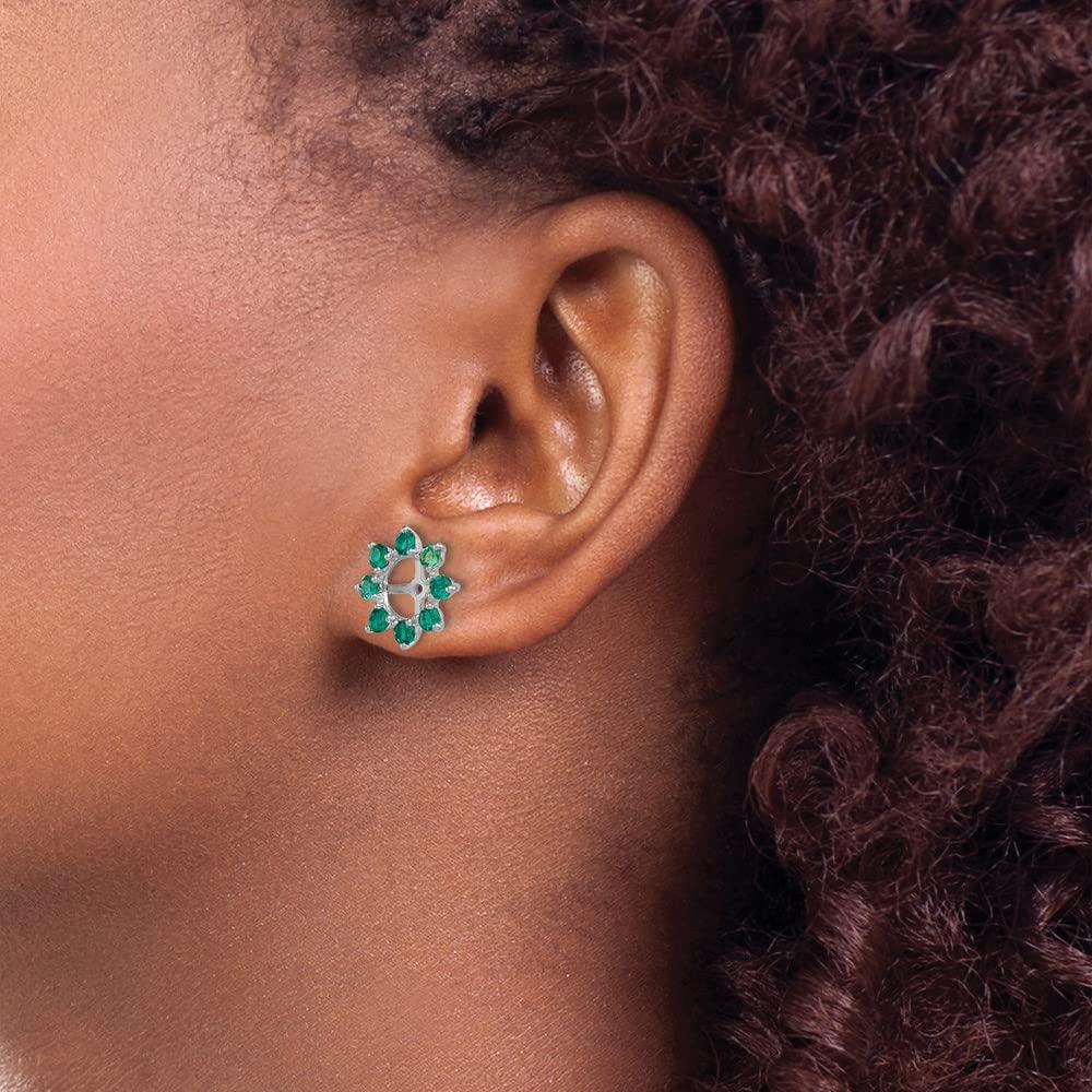 925 Sterling Silver Lab Created Emerald Earring Jackets - Dainty Fine Jewelry for Women, Gift for Her, Bridesmaid, Birthday, Anniversary - Perfect for Weddings, Parties & Special Occasions