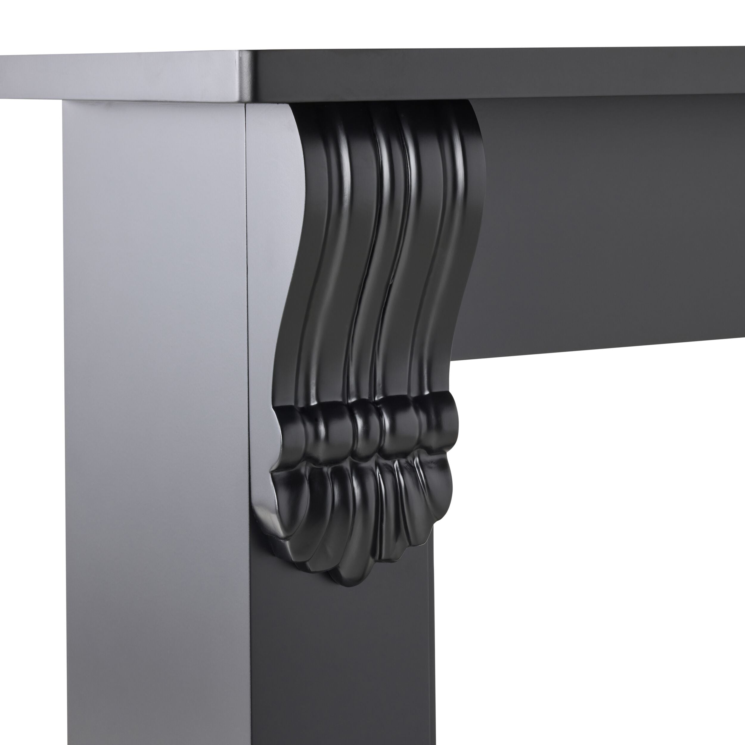 Belford 50-Inch Freestanding Fireplace Mantel in Black - Elegant Wooden Shelf for Living Room, Bedroom, or Office Decor