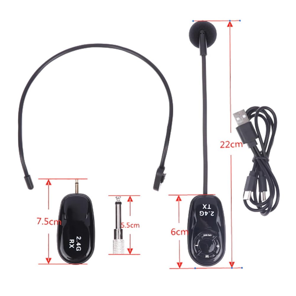 Doumneou Universal 2.4G Wireless Headset with Microphone - Bee Teaching Amplifier, Lightweight Over-Ear Headset for Online Classes, Webinars & Remote Work - Easy Installation & Hands-Free Use