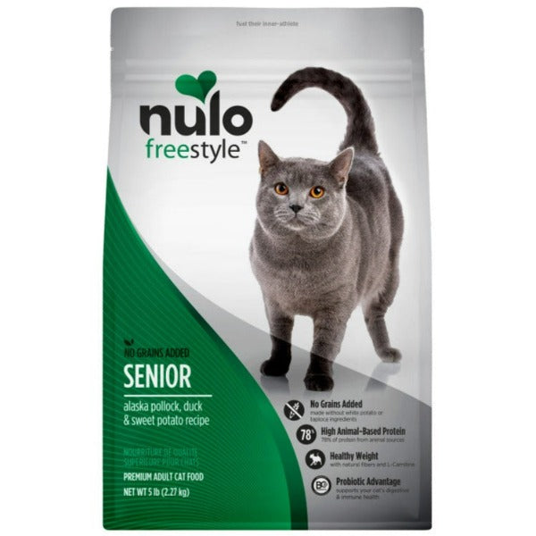 Nulo Freestyle Grain-Free Senior Dry Cat Food for Older Cats - 5lb Bag | Supports Joint Health & Digestion for Senior Cats at Home