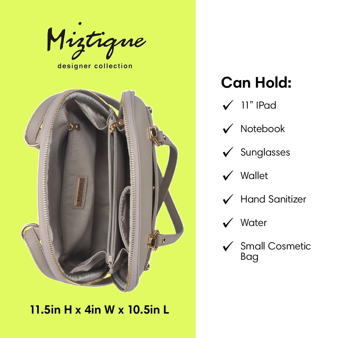 Miztique The Daisy Convertible Backpack Purse for Women - Soft Vegan Leather Shoulder Bag & Backpack (Taupe, 10.5