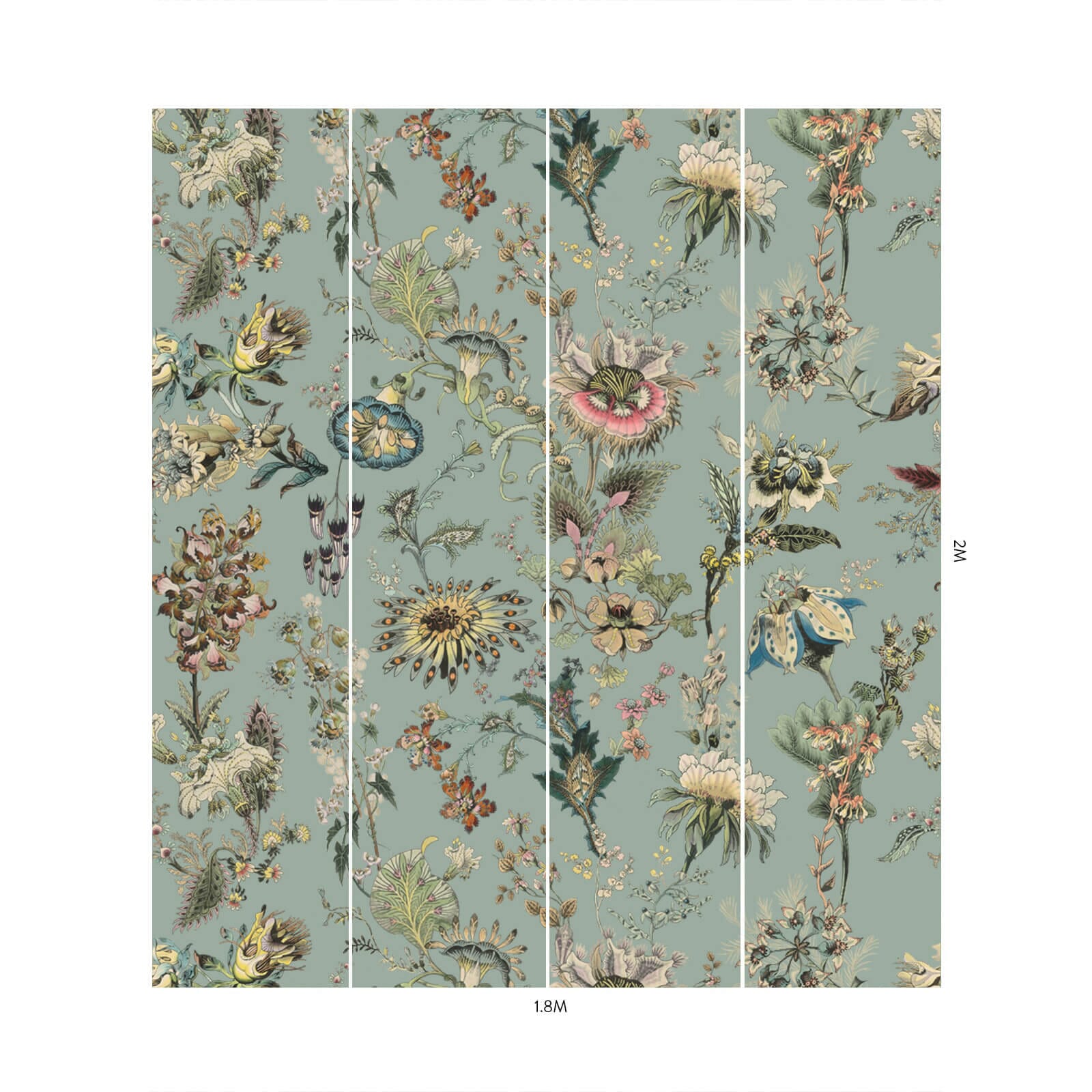 FLORA FANTASIA Sky Blue Wallpaper - Peel and Stick Removable Wallpaper for Bedroom, Living Room, Nursery Decor