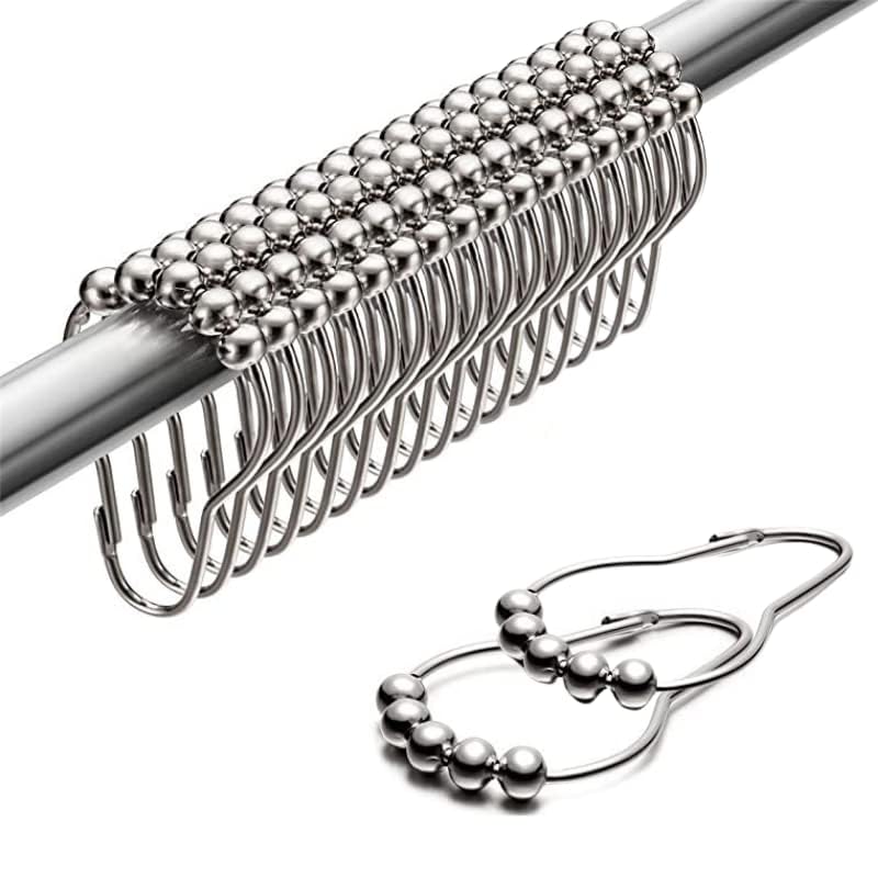 BeGrit 18-Pack Metal Shower Curtain Hooks Rings - Rustproof Bathroom Curtain Hooks for Shower Rod - Perfect for Bathroom, Spa, and Dorm Decor