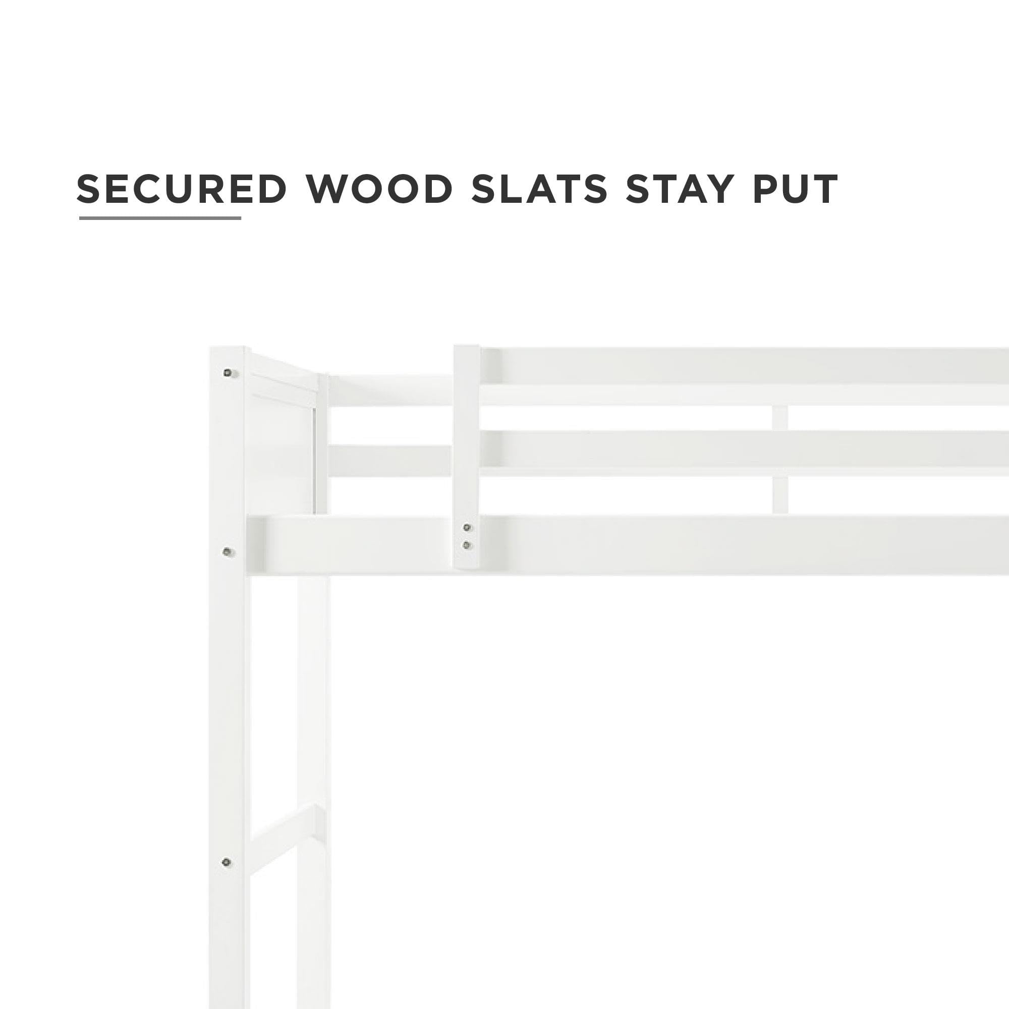 DHP Moon Bay Twin Loft Bed in White - Space-Saving Pine Wood Loft Bed for Kids & Teens - Perfect for Small Bedrooms, Dorms & Studio Apartments