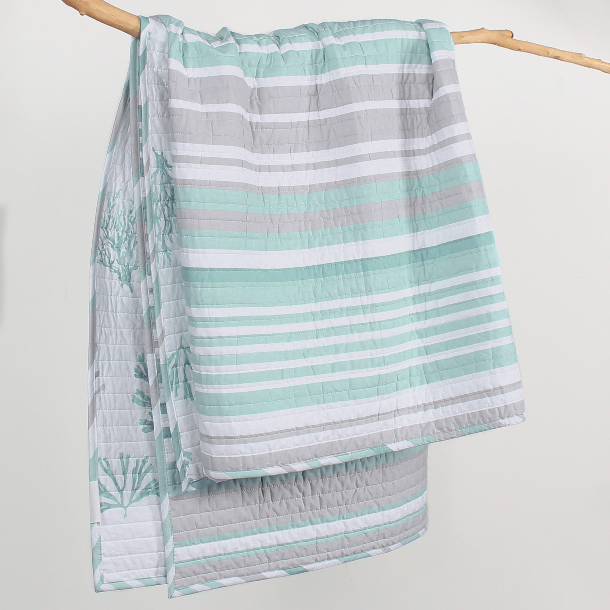 Truro Stripe Quilted Throw Blanket - Soft Cozy Bedspread for Couch, Sofa & Bed - Perfect for Home Decor, Living Room & Gift Giving