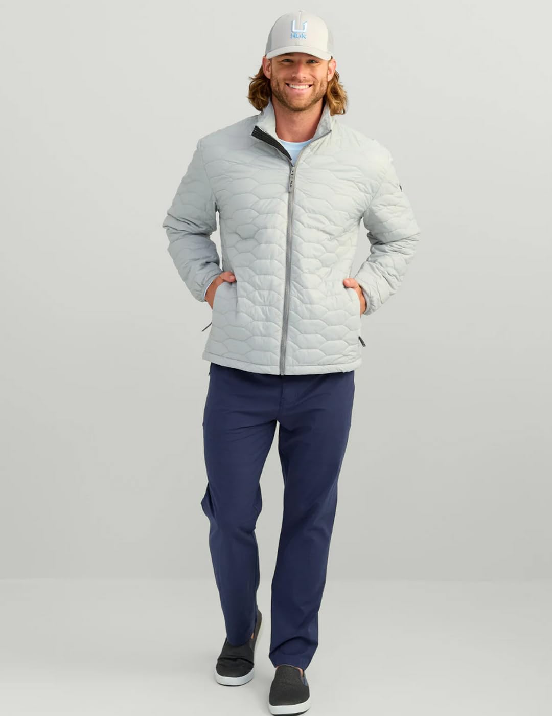 HUK Men's Scale Jacket - Waterproof DWR Performance Fishing Coat for Outdoor & Saltwater Fishing | Ideal for Boating, Kayaking, and Cold Weather Protection