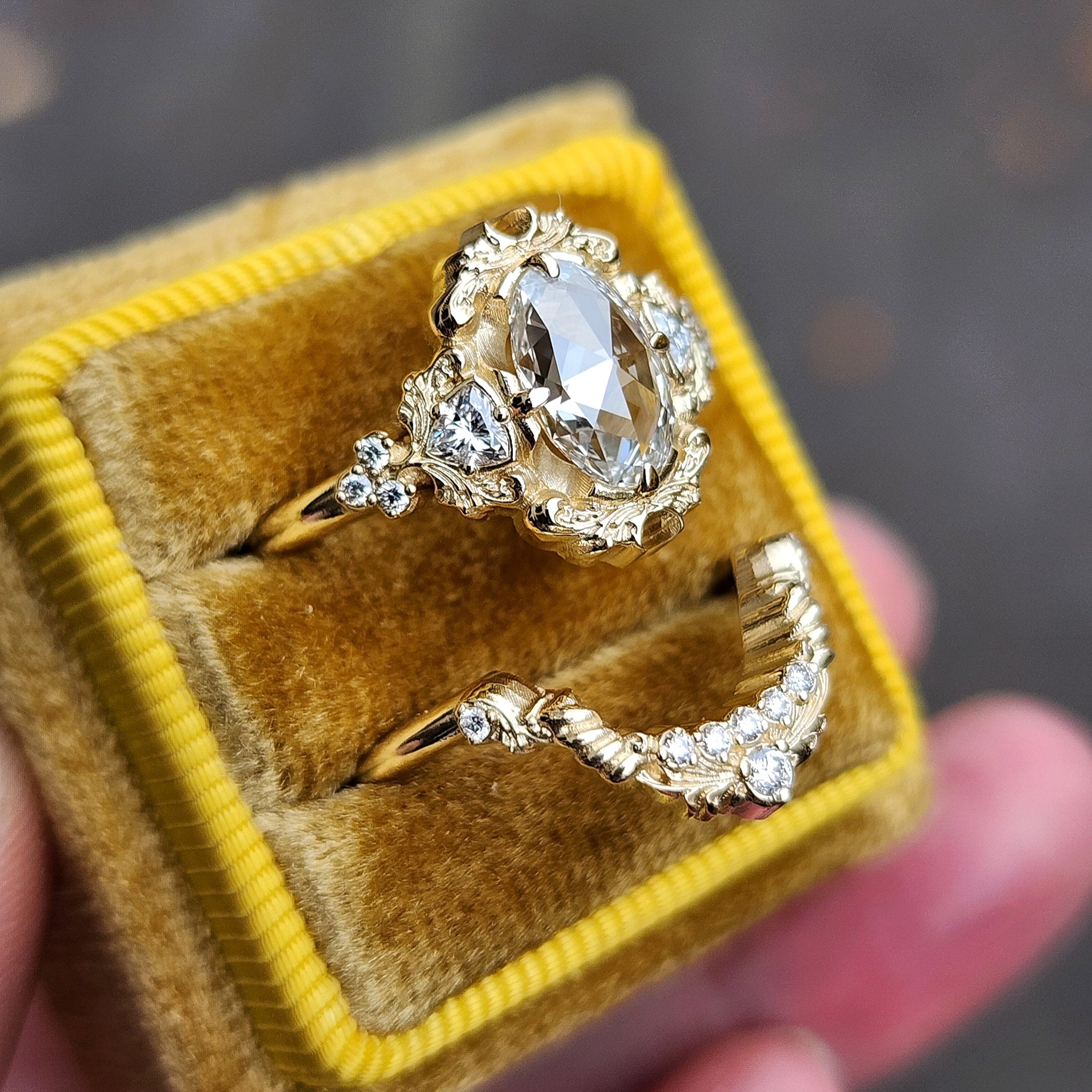 Ophelia Diamond Engagement Ring & Wedding Band Set - Elegant Stackable Swing Ring for Bridal Jewelry - Perfect for Proposals, Anniversaries & Special Occasions