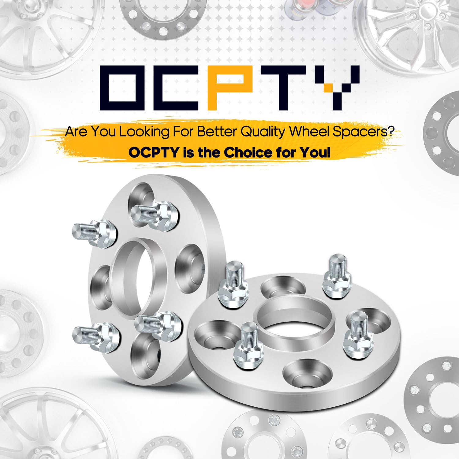 OCPTY 4x100 to 4x100 15mm Wheel Spacers for Toyota Echo, Yaris & Rio (2001-2018) - 12x1.5 Thread Size, 54.1mm Hub Bore - 2PCS - Improve Stance & Fit Aftermarket Wheels