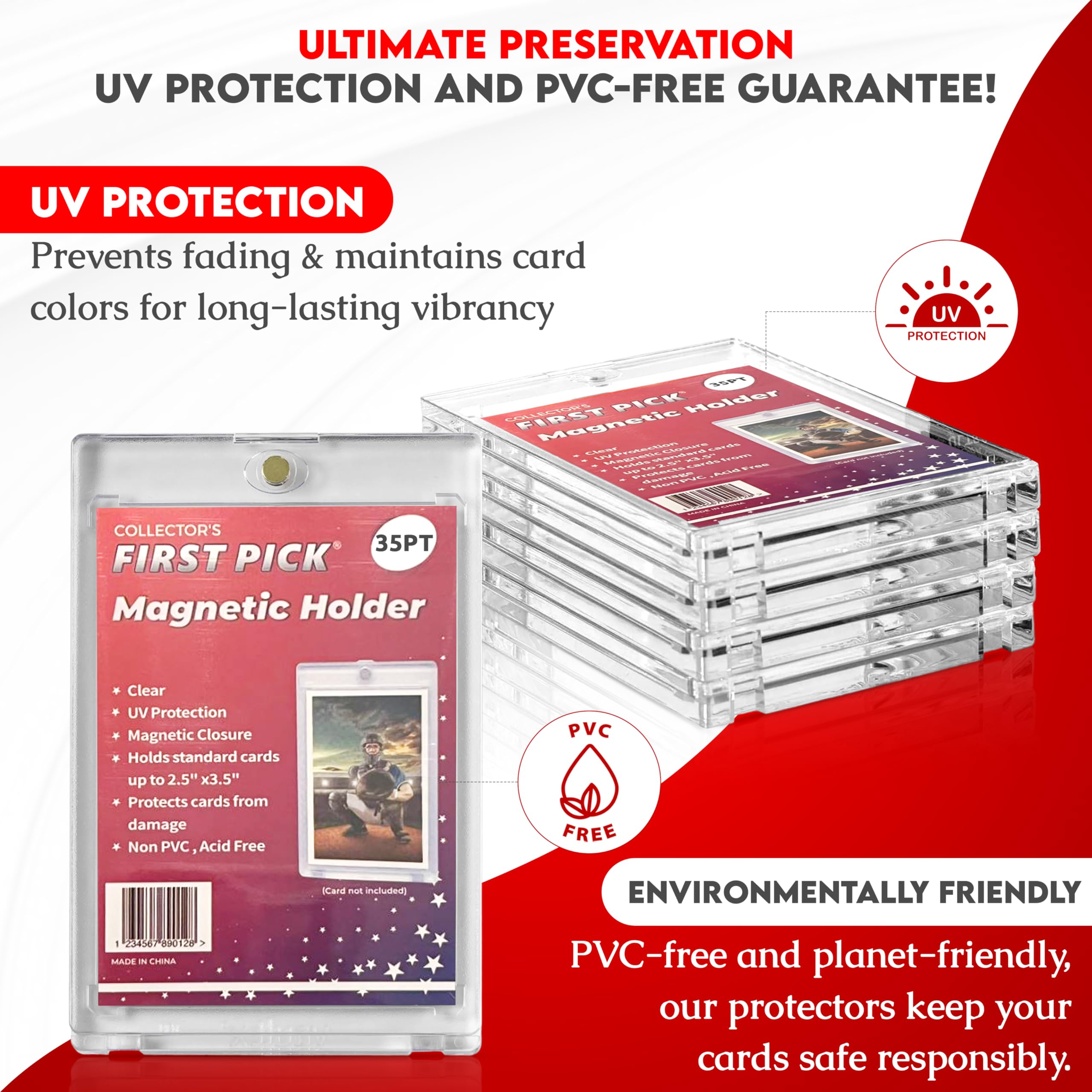 25-Pack Premium One Touch Magnetic Card Holder - UV Protection, Ultra Clear Pro Design - Trading Card Protector Case for Sports Cards, Collectibles & Gaming Cards - Perfect for Display, Storage & Trading