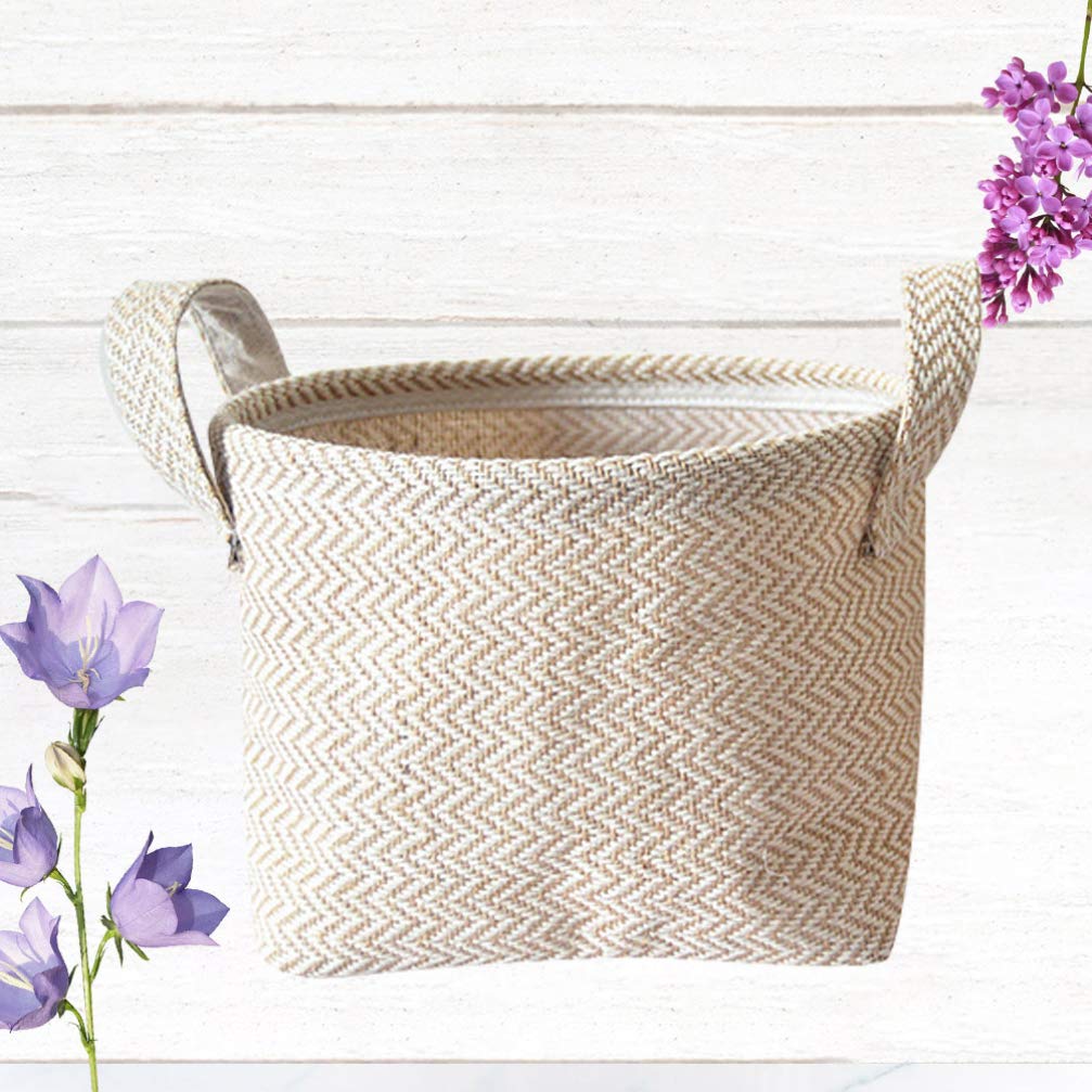 Stylish Hemoton Small Woven Cotton Basket - Decorative Closet Organizer, Nursery Storage Bin, Toy Basket & Desktop Organizer | Perfect for Home, Office & Kids Room Organization