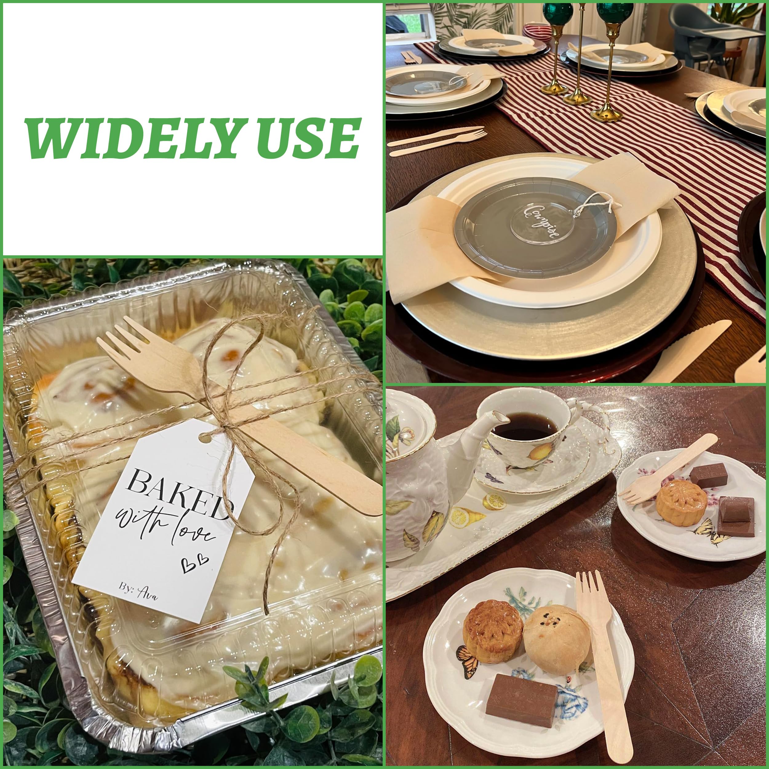 Eco-Friendly Disposable Wooden Knives - 300 Pack Biodegradable Cutlery, 6.3 Inch Wood Knives for Picnics, Camping & Parties | Sustainable & Earth Friendly