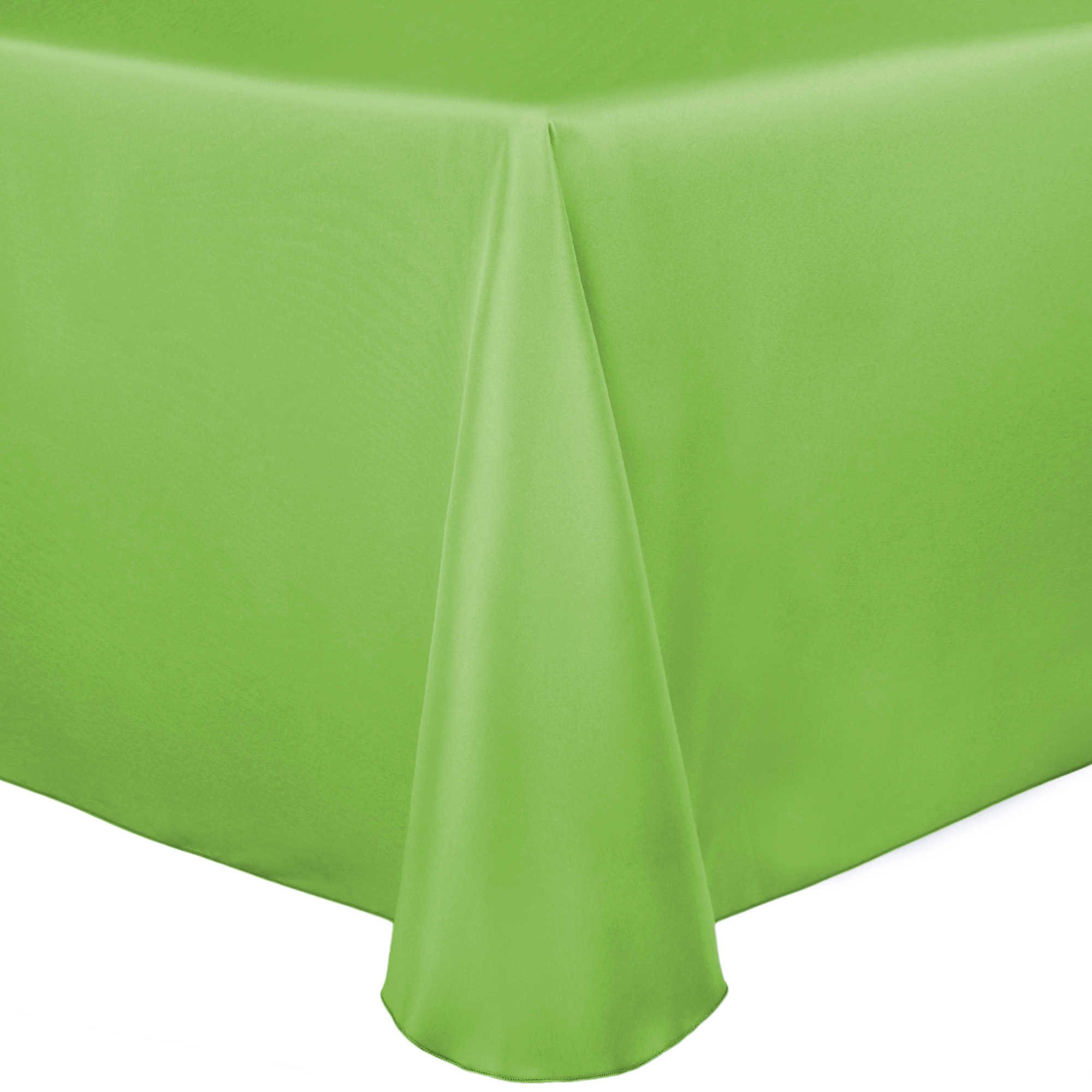 3-Pack Premium Bridal Satin Tablecloths 132x132 Inch Square - Apple Green - Perfect for Weddings, Banquets & Formal Events