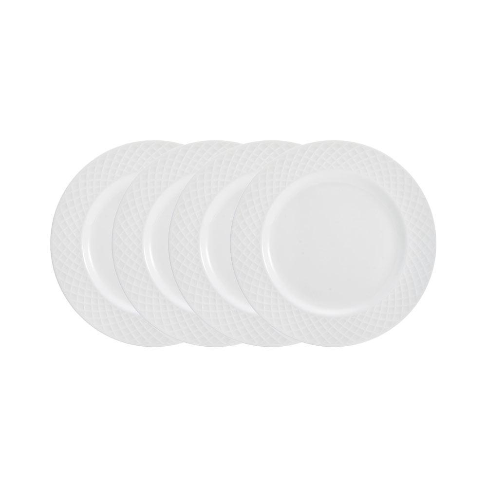 Trellis White Set of 4 Salad Plates - Elegant Dinnerware for Salads, Appetizers & Desserts - Perfect for Dinner Parties, Weddings & Everyday Use
