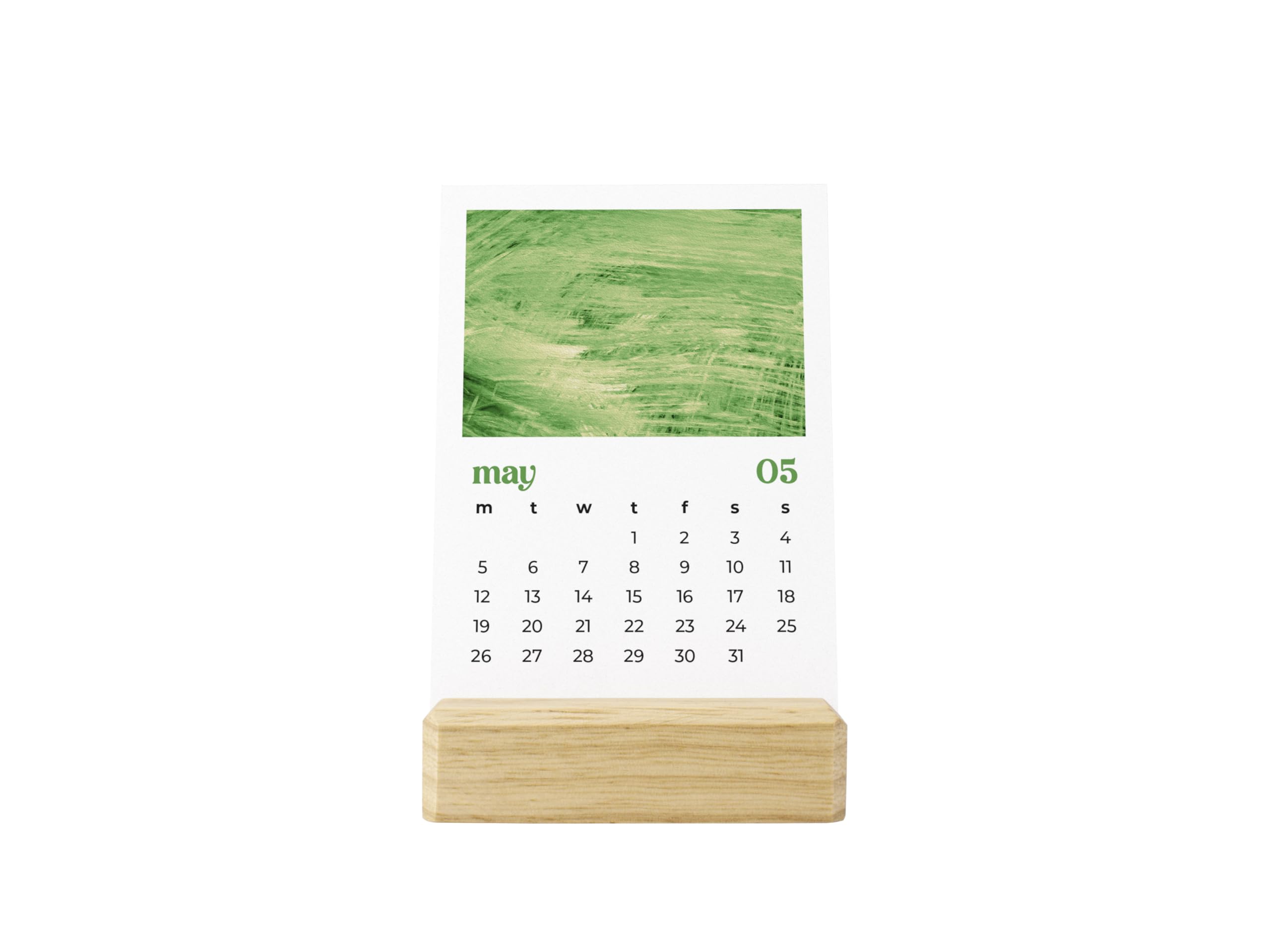 2025 Mini Desk Calendar with Wooden Stand - Abstract Oil Painting Art Yearly Planner | Perfect for Office, Home Decor & Gift Giving