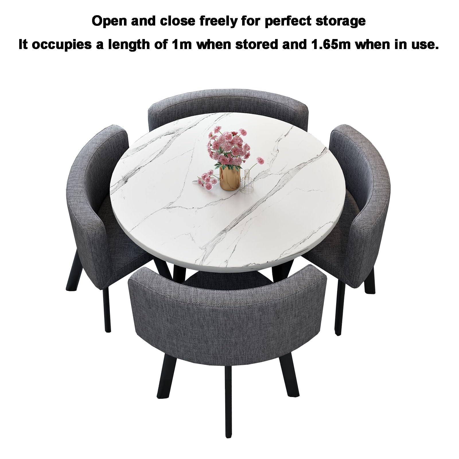Round Conference Table for 4 with Chairs - 5-Piece Space Saving Office & Dining Room Set - Perfect for Small Meetings, Home Office & Compact Spaces