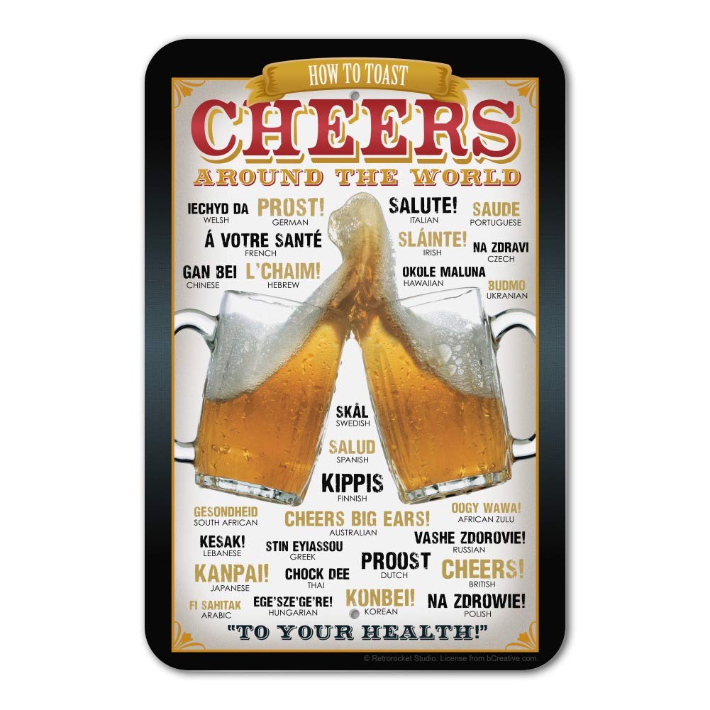 GRAPHICS & MORE Cheers Around The World Guide - Home & Office Decor Sign for Toasting Celebrations - Perfect for Parties, Weddings & Business Events