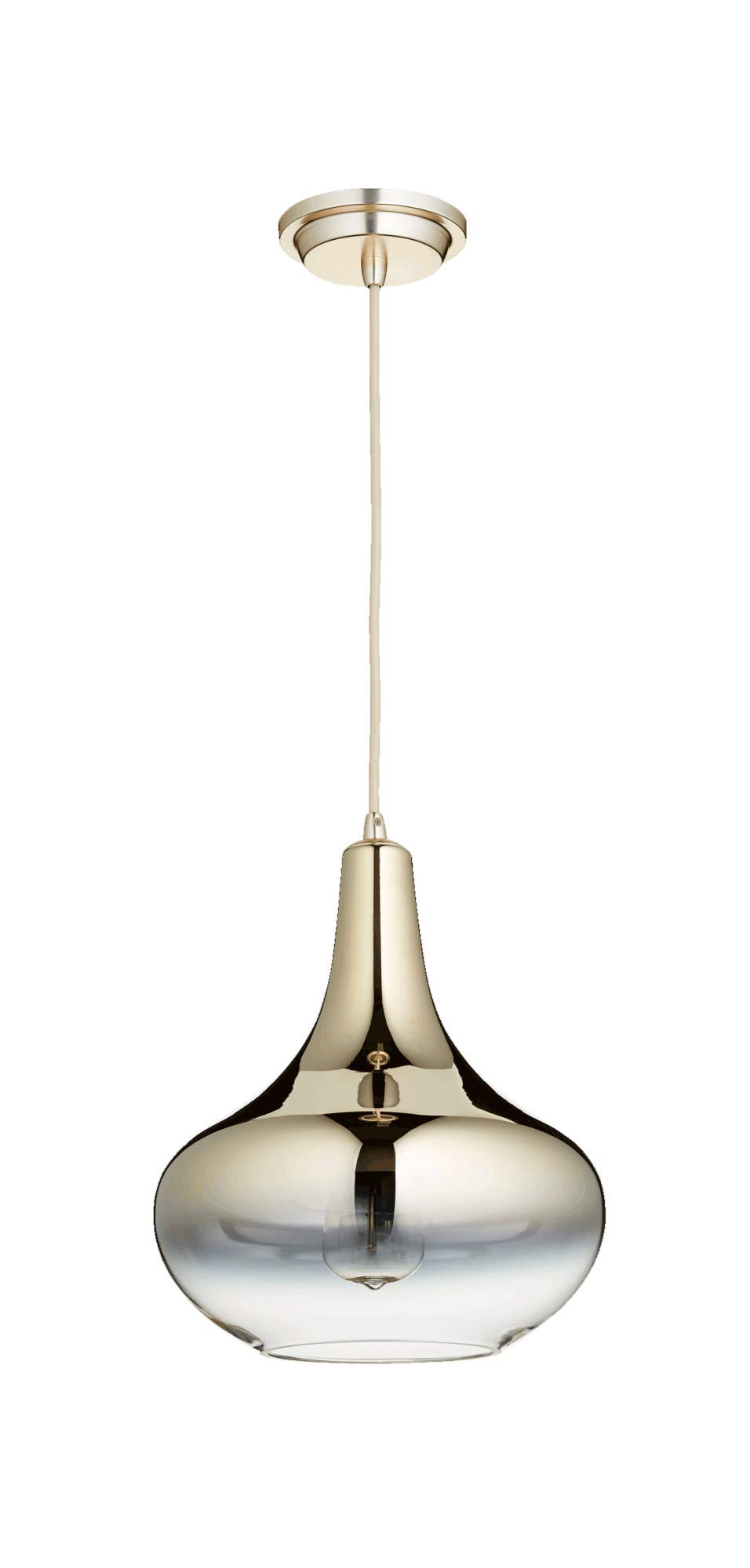 Quorum 8004-14 Chrome Finish Transitional One Light Pendant - Filament Collection for Modern Dining Room & Kitchen Island Lighting