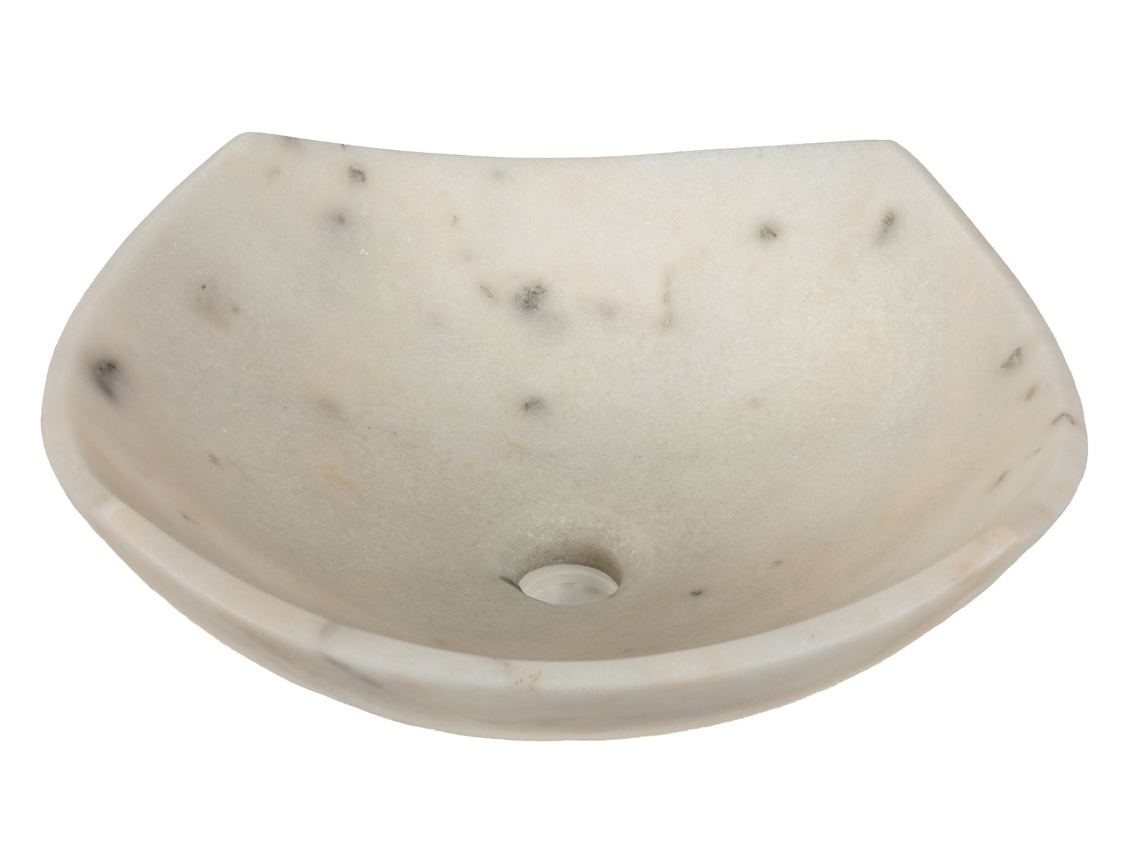 Elegant Arched Edges Bowl Sink - Honed White Marble Bathroom Vanity Sink for Modern Farmhouse & Luxury Home Decor