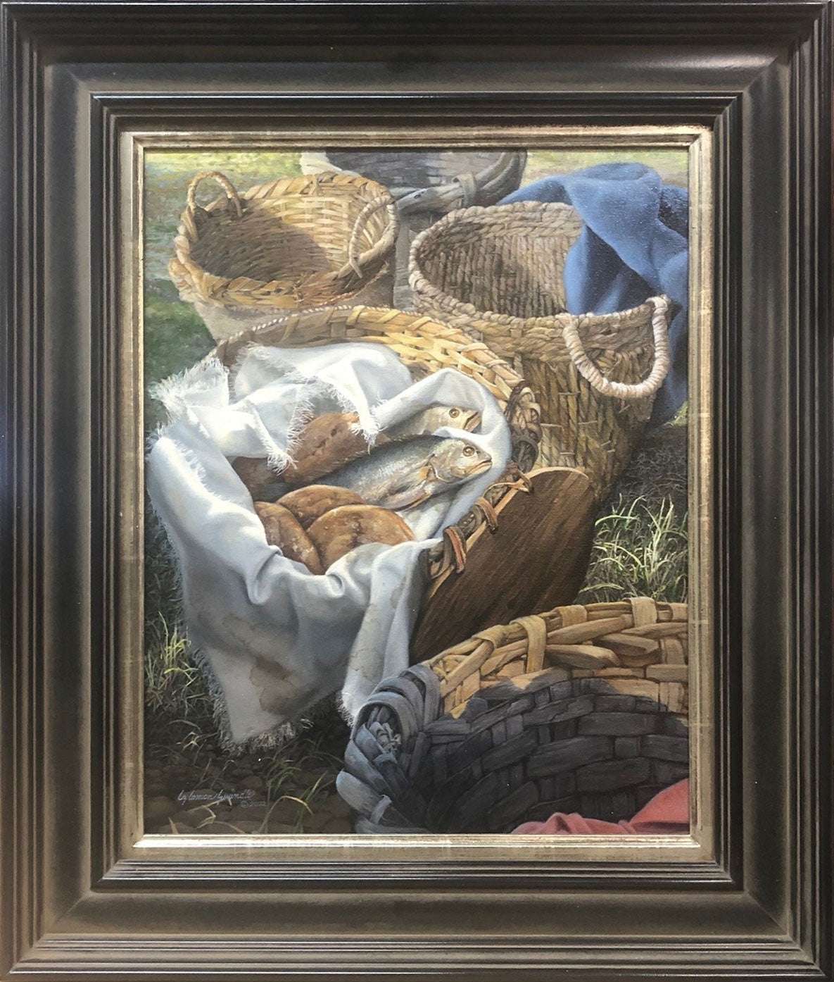 Loaves and Fishes Original Christian Wall Art - Biblical Home Decor for Living Room, Church & Office