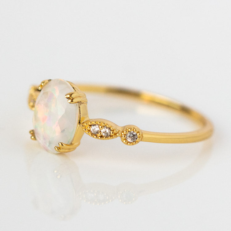 Opal Fire Ring for Women - Genuine Opal & Sterling Silver Jewelry - Elegant Statement Ring for Parties, Weddings & Everyday Wear