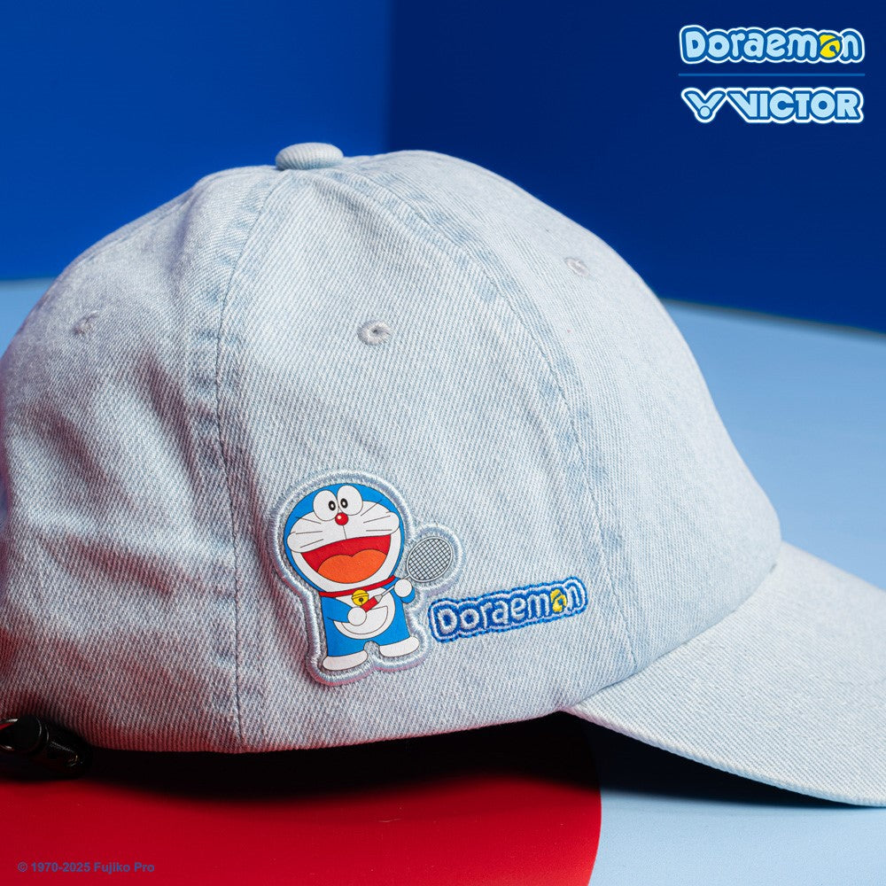Victor x Doraemon Denim Blue Baseball Cap VC509DRM - Stylish Anime Collaboration Hat for Casual Wear, Cosplay, and Doraemon Fans Collection