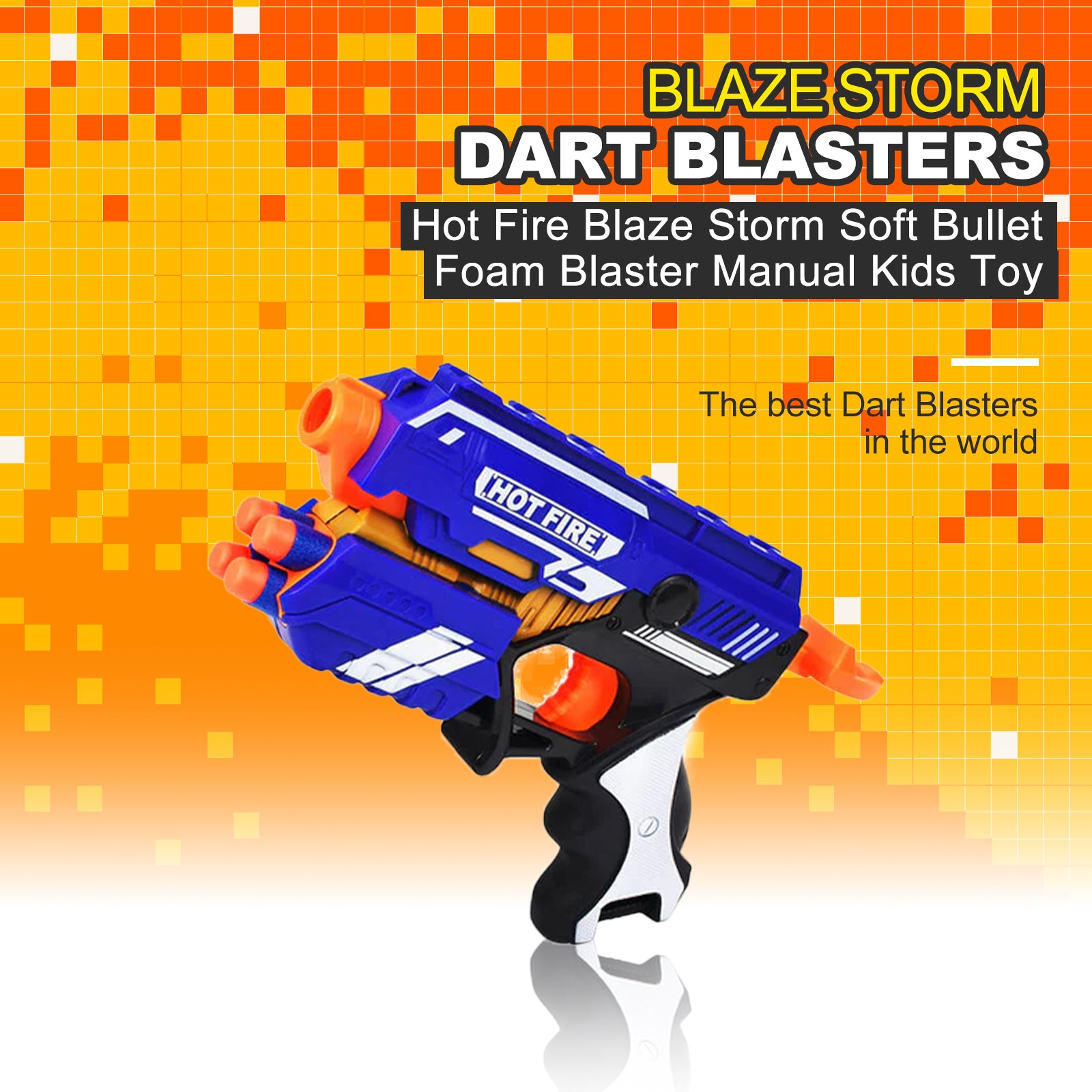 Hot Fire Blaze Storm Foam Blaster Toy for Kids - Manual Soft Bullet Gun for Outdoor Play, Nerf Battles & Backyard Fun - Safe Foam Dart Shooting Game for Boys & Girls Ages 6+